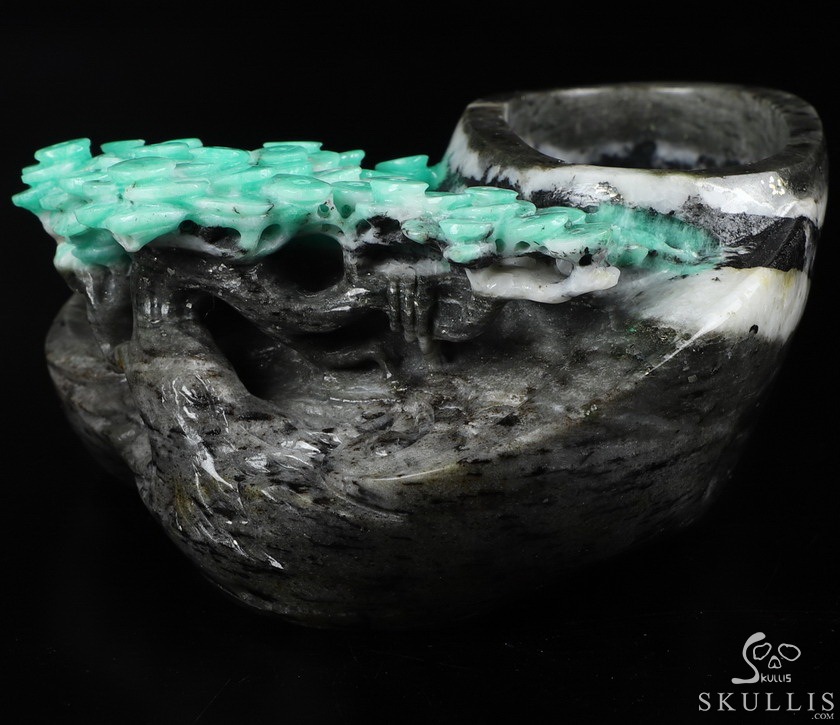 Gemstone 5.3" Emerald Carved Crystal Ashtray, Crystal Healing Gemstone 5.3" Emerald Carved Crystal Ashtray, Crystal Healing