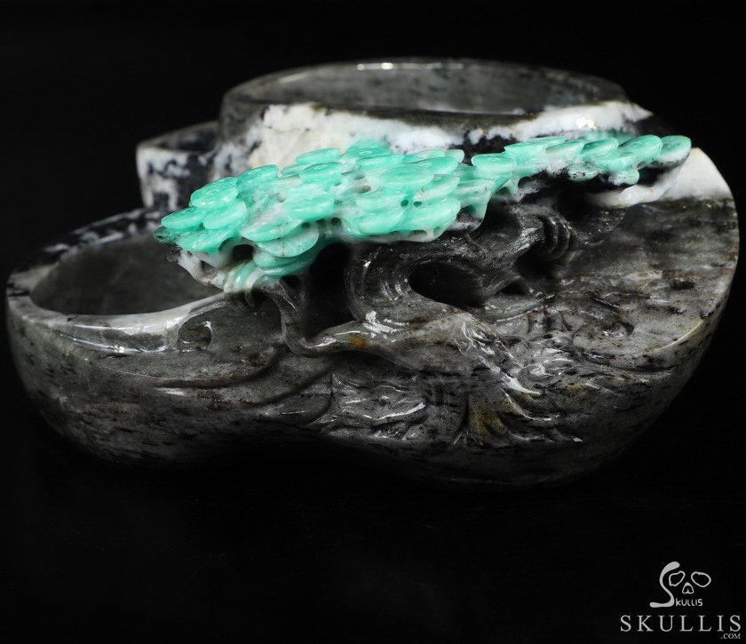 Gemstone 5.3" Emerald Carved Crystal Ashtray, Crystal Healing Gemstone 5.3" Emerald Carved Crystal Ashtray, Crystal Healing