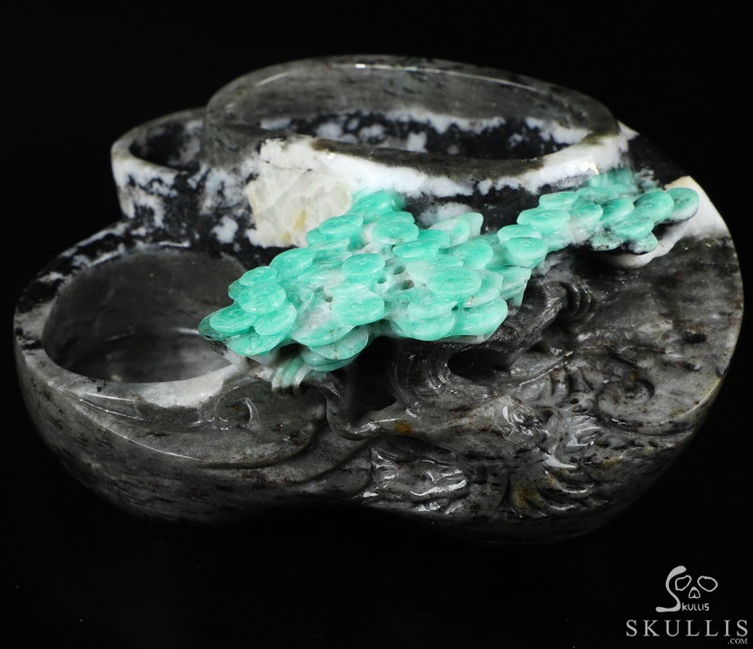 Gemstone 5.3" Emerald Carved Crystal Ashtray, Crystal Healing Gemstone 5.3" Emerald Carved Crystal Ashtray, Crystal Healing