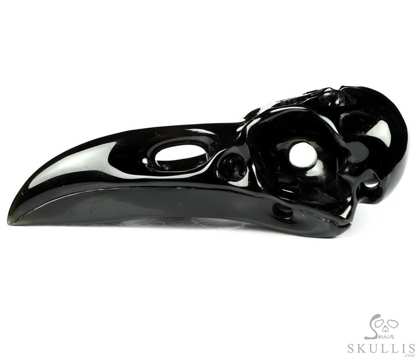 Double Skull, 3.9" Black Obsidian Carved Crystal Raven Skull, Crystal Healing Double Skull, 3.9" Black Obsidian Carved Crystal Raven Skull, Crystal Healing