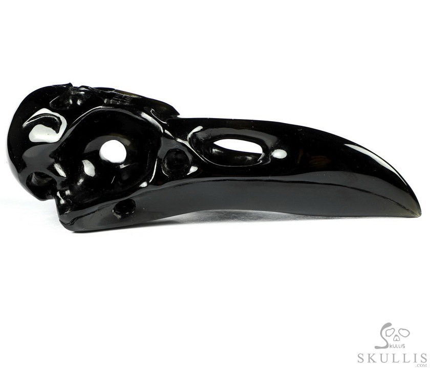 Double Skull, 3.9" Black Obsidian Carved Crystal Raven Skull, Crystal Healing Double Skull, 3.9" Black Obsidian Carved Crystal Raven Skull, Crystal Healing