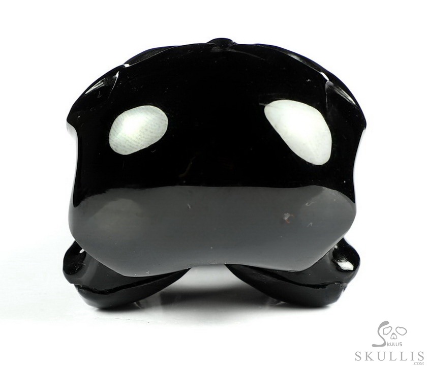 Double Skull, 3.9" Black Obsidian Carved Crystal Raven Skull, Crystal Healing Double Skull, 3.9" Black Obsidian Carved Crystal Raven Skull, Crystal Healing