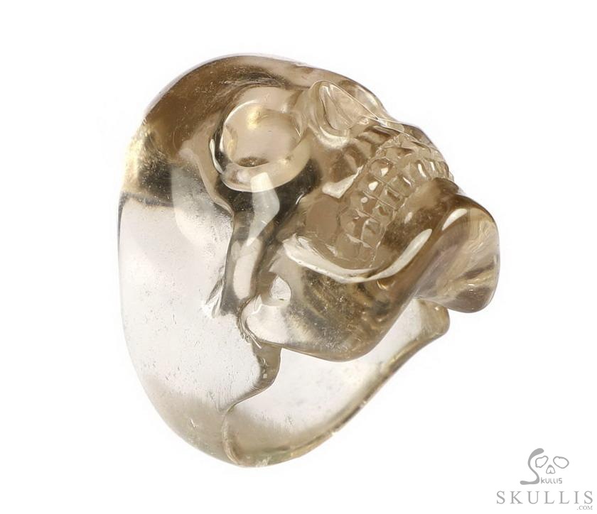 The Poetic Dreamer - US size 8 Smoky Quartz Rock Crystal Hand Carved Crystal Skull Ring, Crystal Healing Skull Jewelry, for Women & Men The Poetic Dreamer - US size 8 Smoky Quartz Rock Crystal Hand Carved Crystal Skull Ring, Crystal Healing Skull Jewelry, for Women & Men