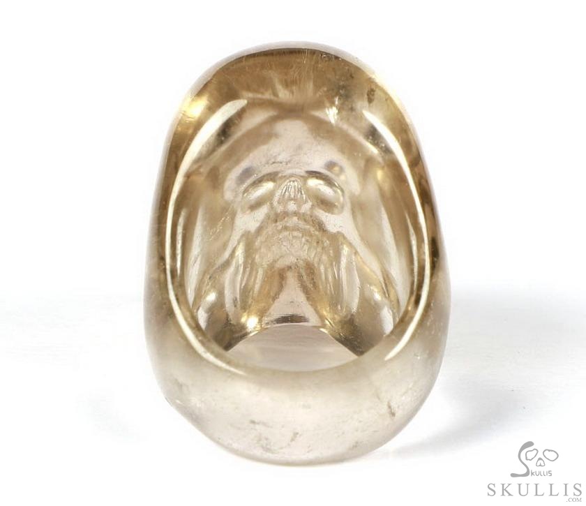 The Poetic Dreamer - US size 8 Smoky Quartz Rock Crystal Hand Carved Crystal Skull Ring, Crystal Healing Skull Jewelry, for Women & Men The Poetic Dreamer - US size 8 Smoky Quartz Rock Crystal Hand Carved Crystal Skull Ring, Crystal Healing Skull Jewelry, for Women & Men