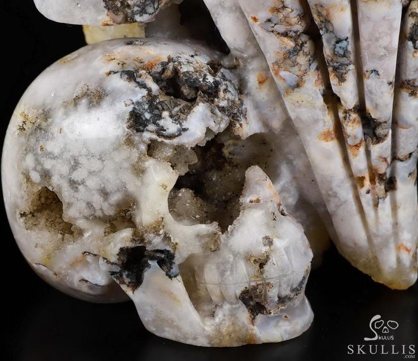 9.3" Sakura Agate Carved Crystal SkullS Crystal Healing 9.3" Sakura Agate Carved Crystal SkullS Crystal Healing