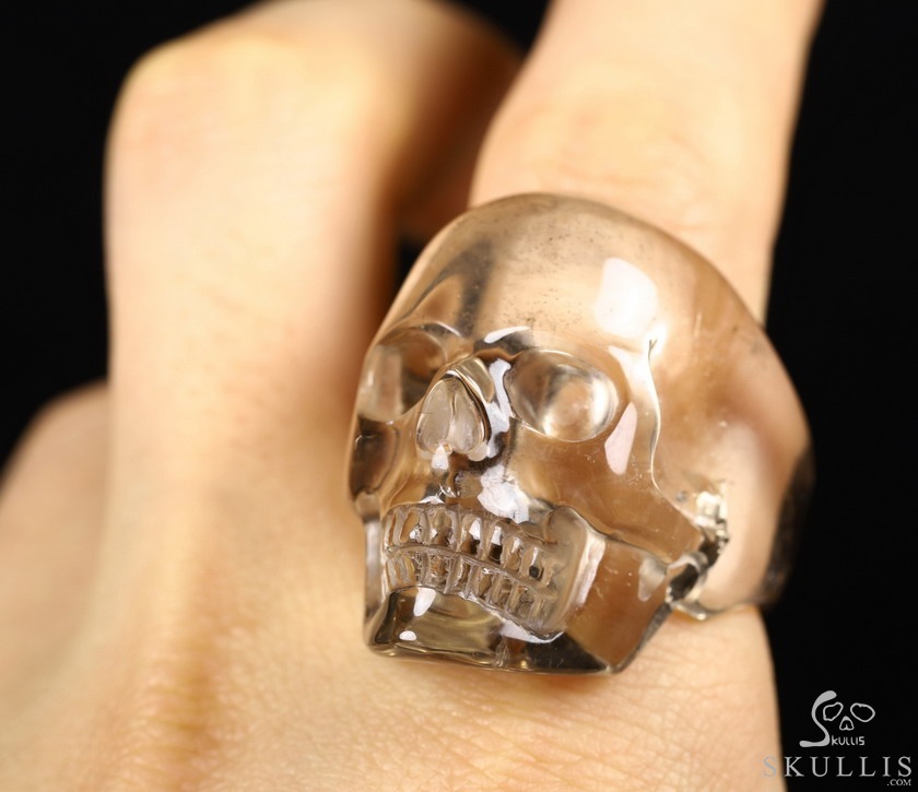 The Poetic Dreamer - US size 13 Smoky Quartz Rock Crystal Hand Carved Crystal Skull Ring, Crystal Healing Skull Jewelry, for Women & Men The Poetic Dreamer - US size 13 Smoky Quartz Rock Crystal Hand Carved Crystal Skull Ring, Crystal Healing Skull Jewelry, for Women & Men