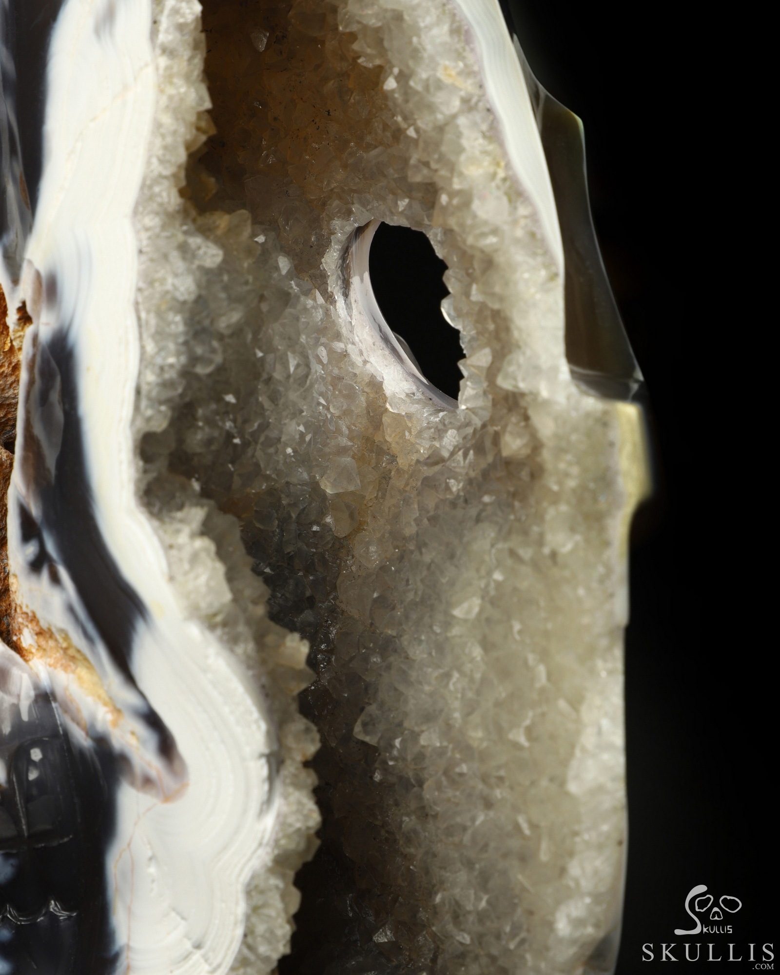 Two Faces 7.0" Orca agate Geode Carved Crystal Skull Sculpture, Crystal Healing Two Faces 7.0" Orca agate Geode Carved Crystal Skull Sculpture, Crystal Healing