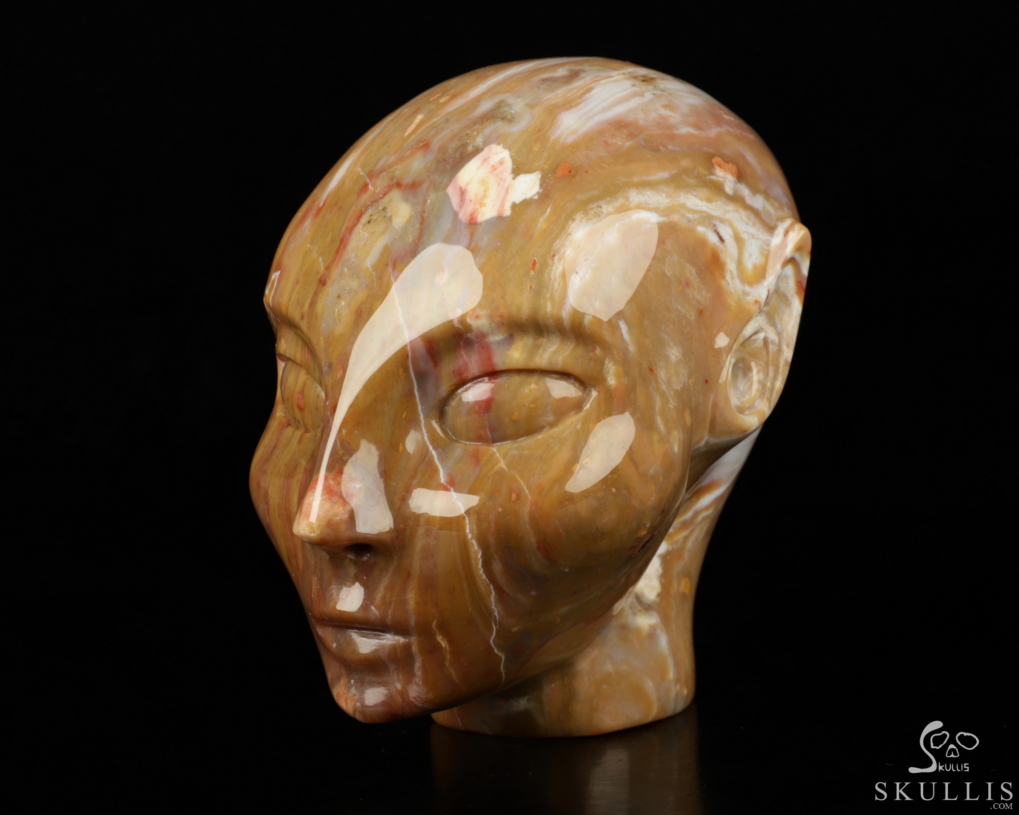 4.2" Petrified Wood Carved Fairy Elf Alien Crystal Skull Companion Sculpture, Crystal Healing Crystal Skull 4.2" Petrified Wood Carved Fairy Elf Alien Crystal Skull Companion Sculpture, Crystal Healing Crystal Skull