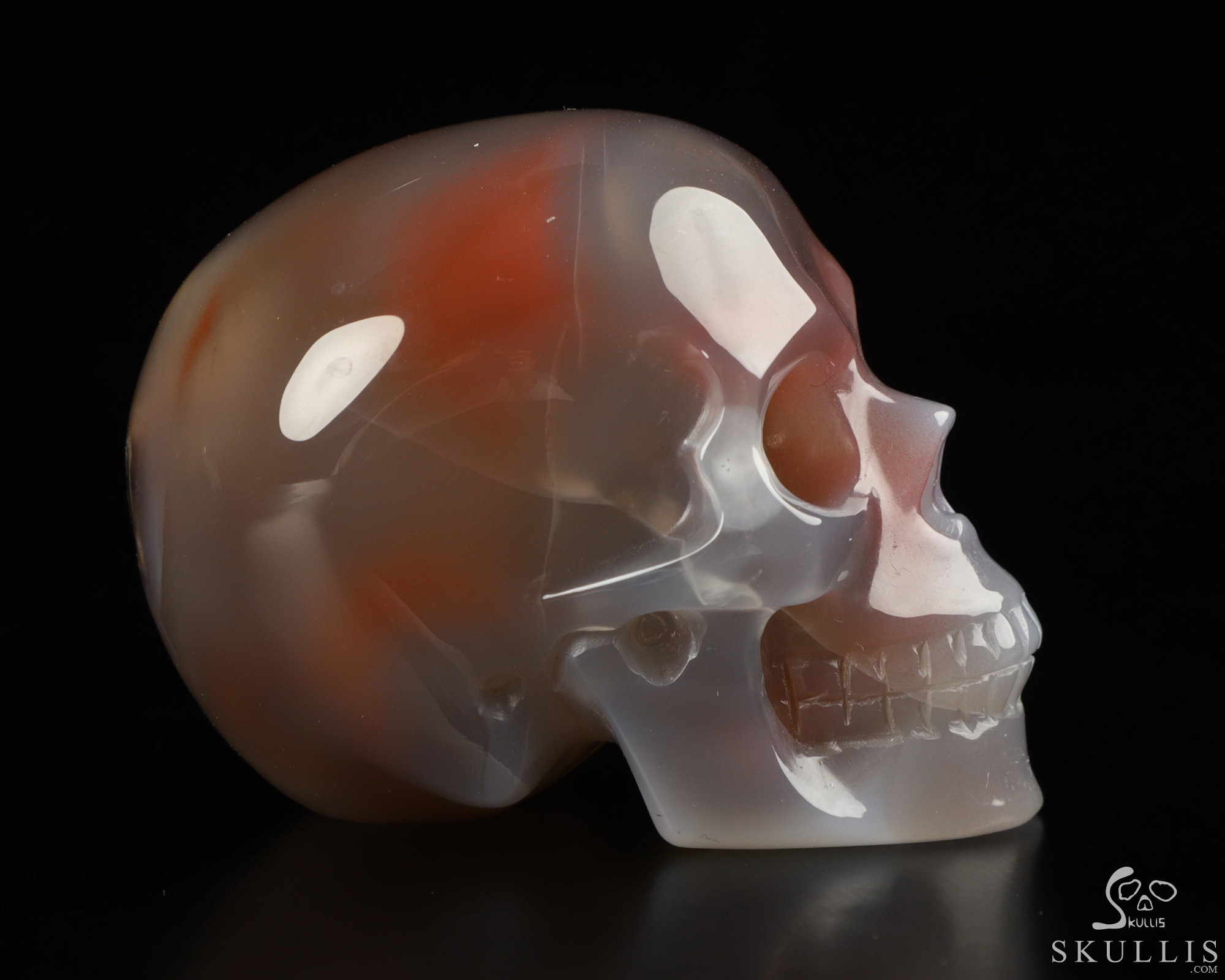 Gemstone 2.0" Mozambique Agate Hand Carved Crystal Skull, Realistic, Crystal Healing Gemstone 2.0" Mozambique Agate Hand Carved Crystal Skull, Realistic, Crystal Healing