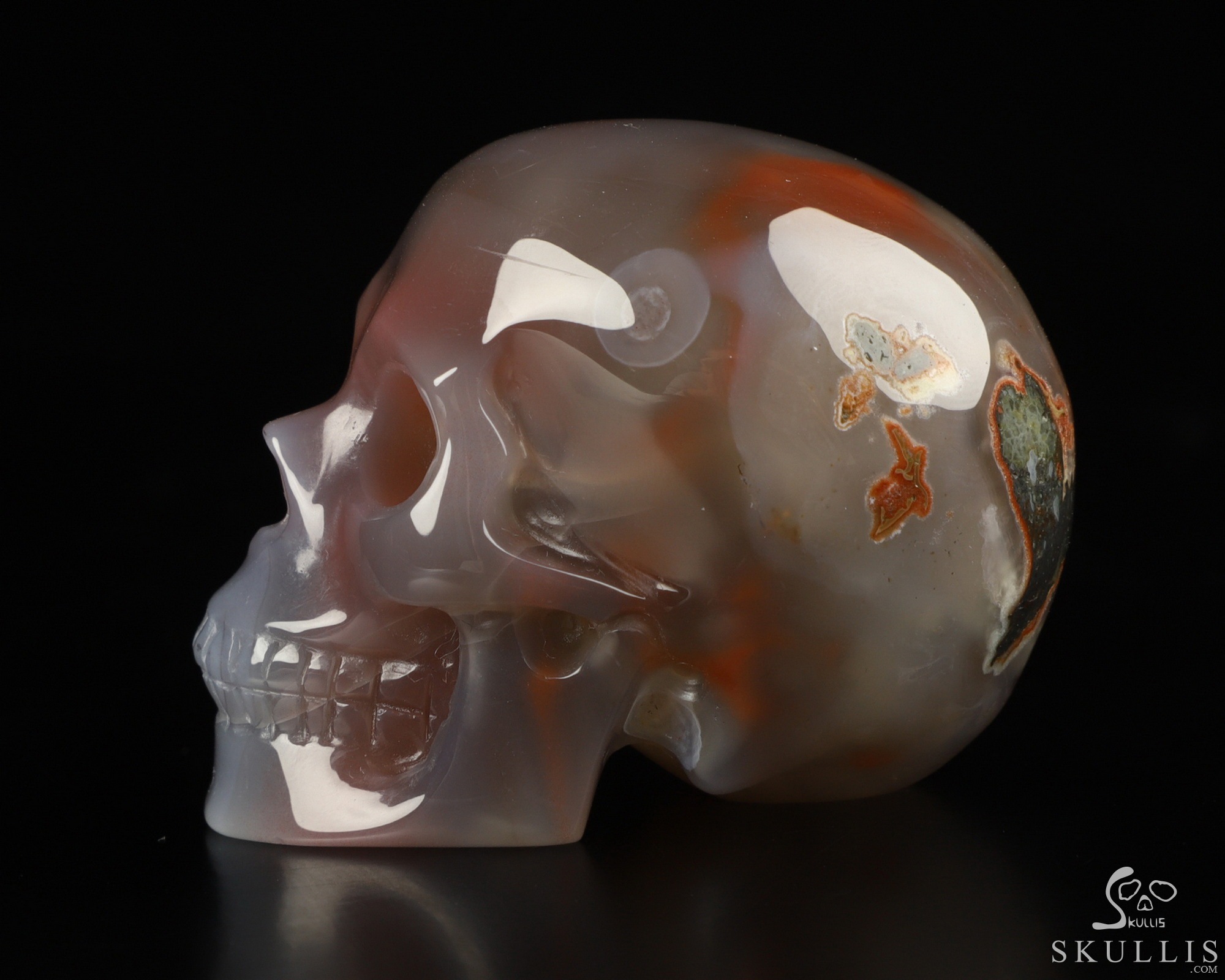 Gemstone 2.0" Mozambique Agate Hand Carved Crystal Skull, Realistic, Crystal Healing Gemstone 2.0" Mozambique Agate Hand Carved Crystal Skull, Realistic, Crystal Healing