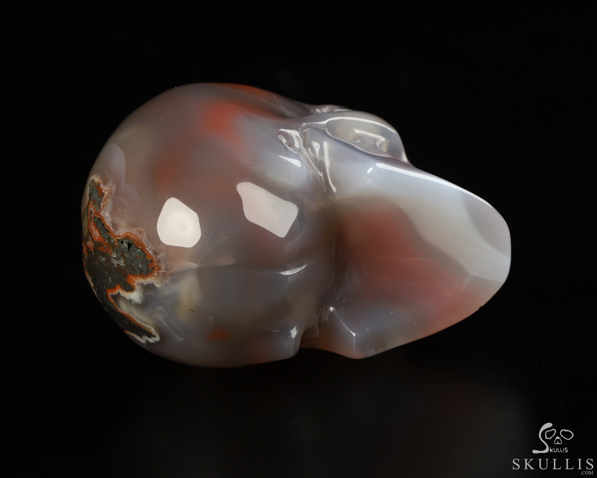 Gemstone 2.0" Mozambique Agate Hand Carved Crystal Skull, Realistic, Crystal Healing Gemstone 2.0" Mozambique Agate Hand Carved Crystal Skull, Realistic, Crystal Healing