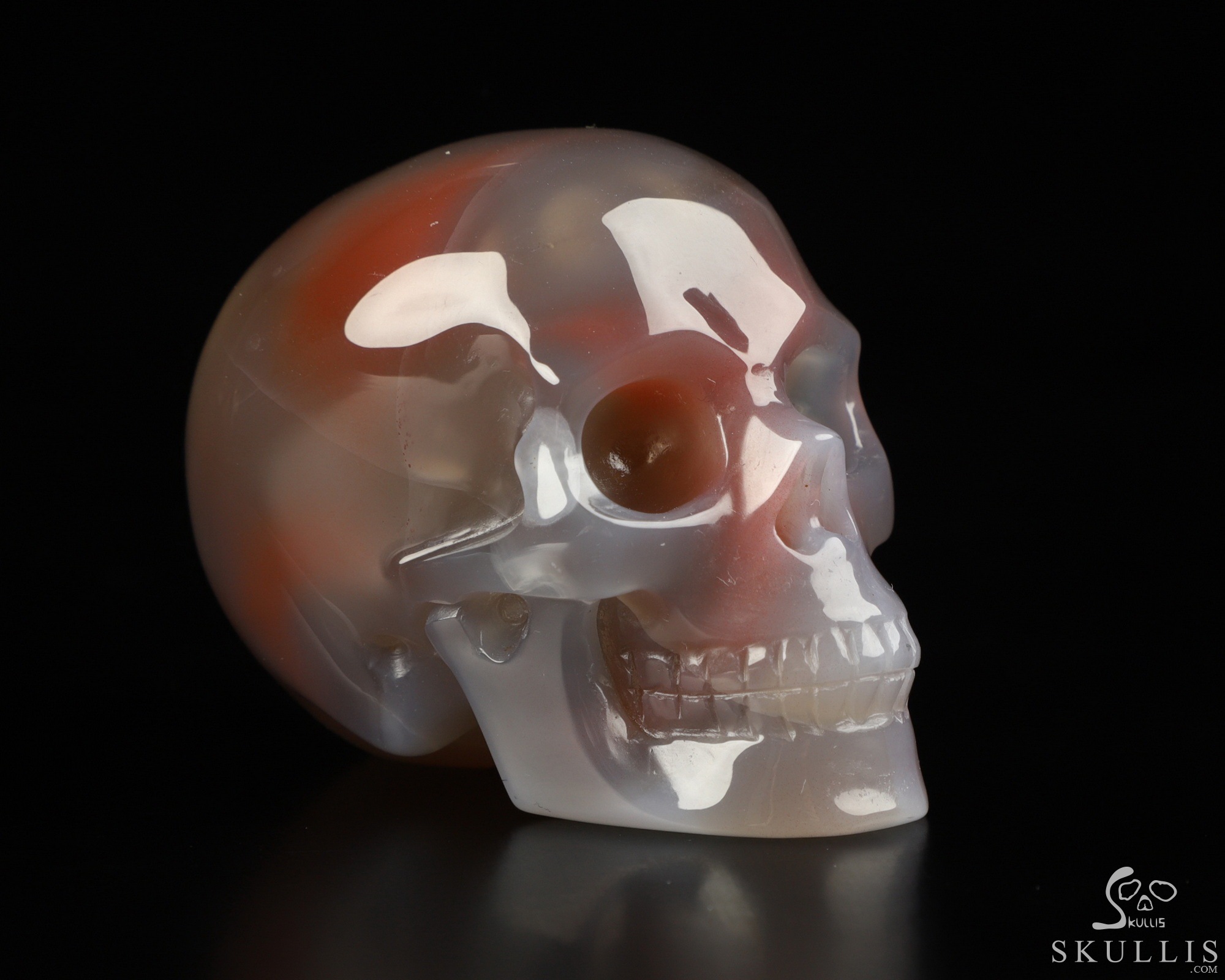 Gemstone 2.0" Mozambique Agate Hand Carved Crystal Skull, Realistic, Crystal Healing Gemstone 2.0" Mozambique Agate Hand Carved Crystal Skull, Realistic, Crystal Healing