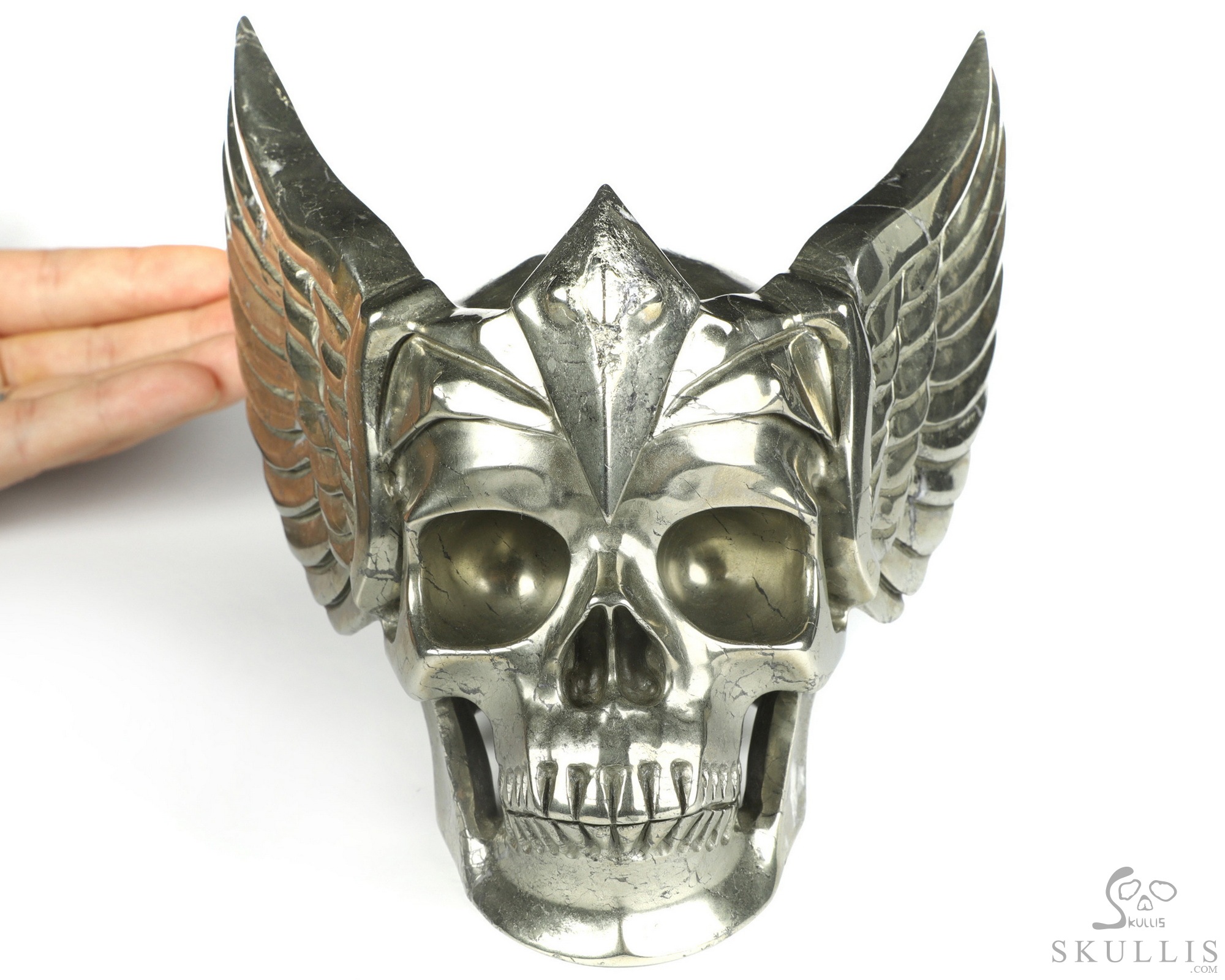 5.9" Pyrite Carved Crystal Guardian Skull, Crystal Healing 5.9" Pyrite Carved Crystal Guardian Skull, Crystal Healing