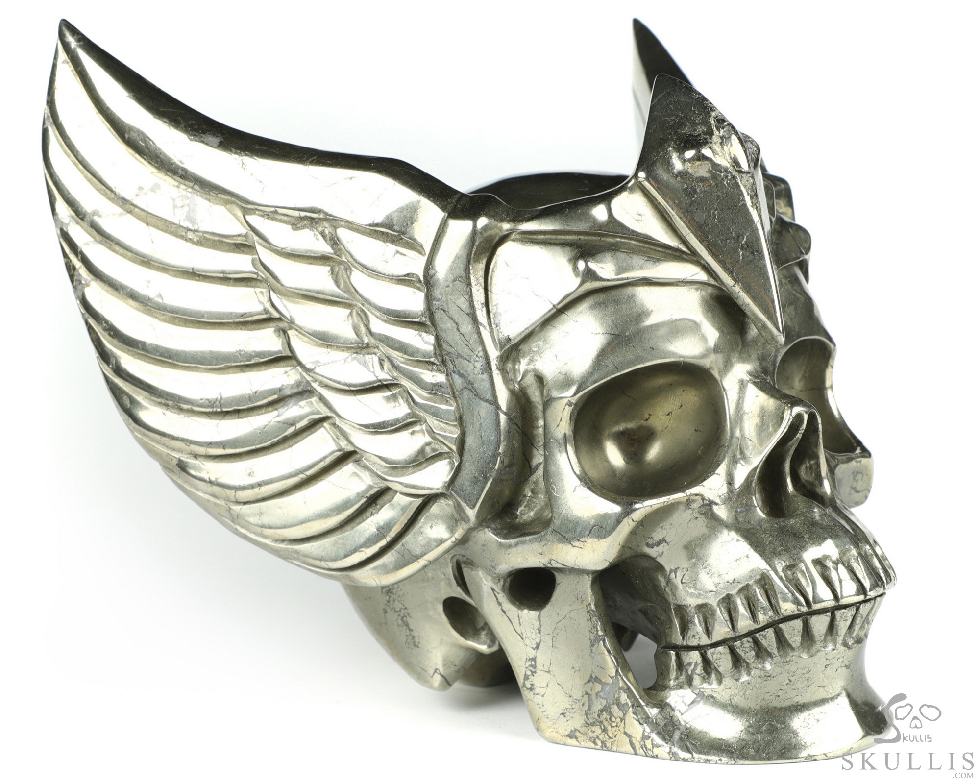 5.9" Pyrite Carved Crystal Guardian Skull, Crystal Healing 5.9" Pyrite Carved Crystal Guardian Skull, Crystal Healing