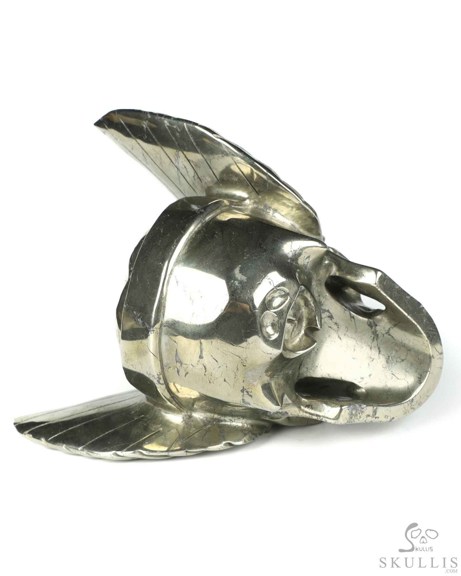 5.9" Pyrite Carved Crystal Guardian Skull, Crystal Healing 5.9" Pyrite Carved Crystal Guardian Skull, Crystal Healing