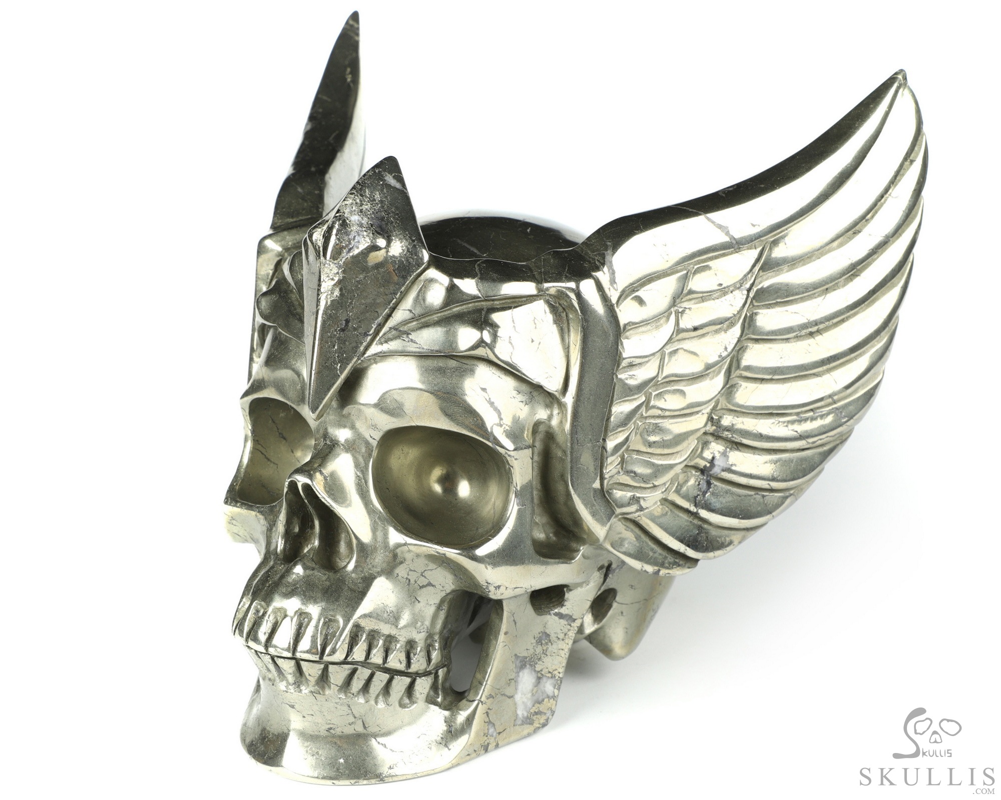 5.9" Pyrite Carved Crystal Guardian Skull, Crystal Healing 5.9" Pyrite Carved Crystal Guardian Skull, Crystal Healing