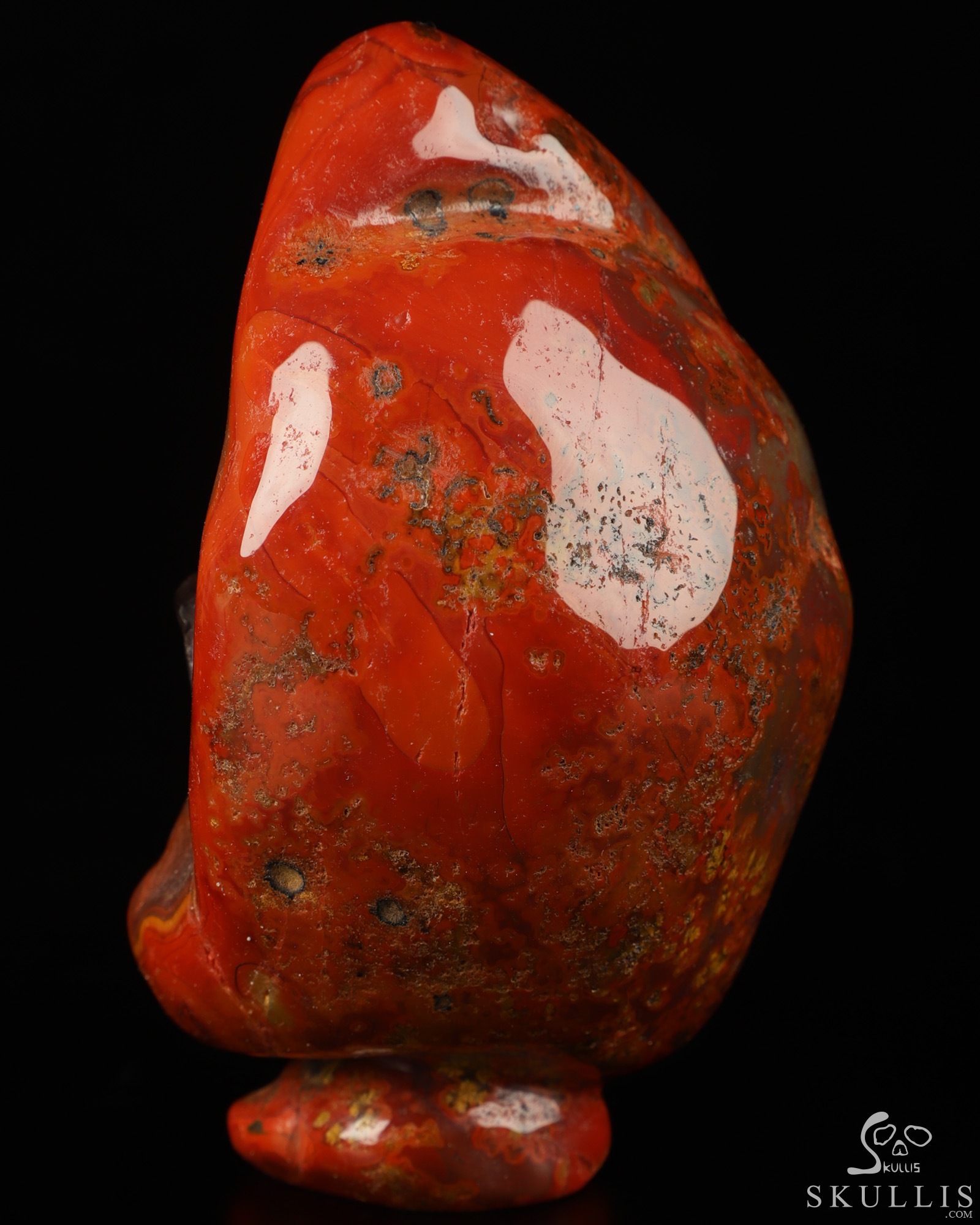 Gemstone 3.9" Empire Red Agate Hand Carved Crystal Skull Fine Art Sculpture, Crystal Healing Gemstone 3.9" Empire Red Agate Hand Carved Crystal Skull Fine Art Sculpture, Crystal Healing