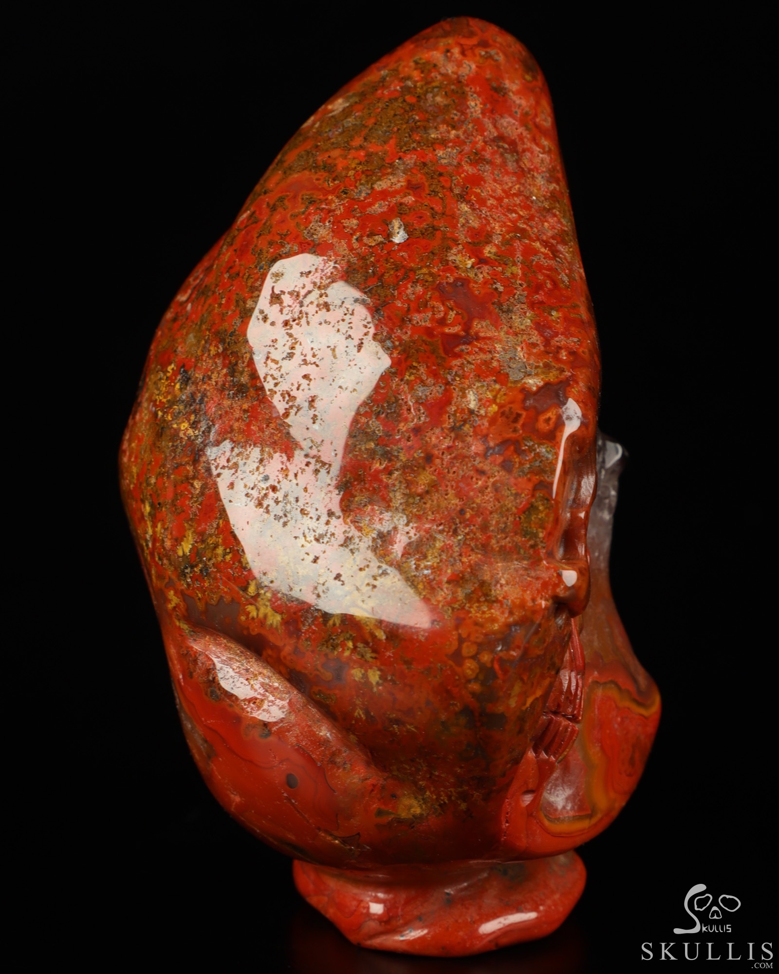 Gemstone 3.9" Empire Red Agate Hand Carved Crystal Skull Fine Art Sculpture, Crystal Healing Gemstone 3.9" Empire Red Agate Hand Carved Crystal Skull Fine Art Sculpture, Crystal Healing
