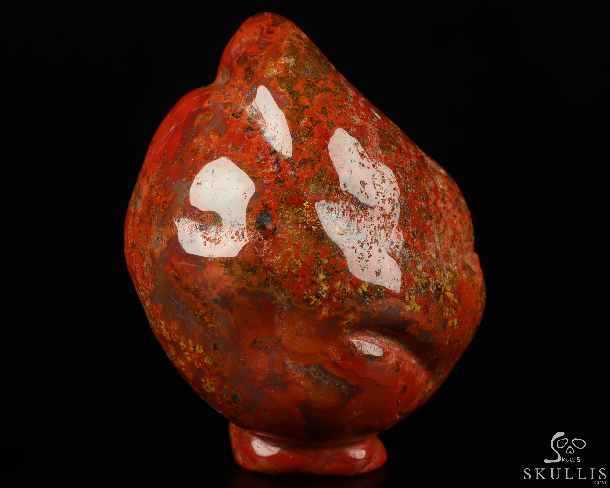 Gemstone 3.9" Empire Red Agate Hand Carved Crystal Skull Fine Art Sculpture, Crystal Healing Gemstone 3.9" Empire Red Agate Hand Carved Crystal Skull Fine Art Sculpture, Crystal Healing