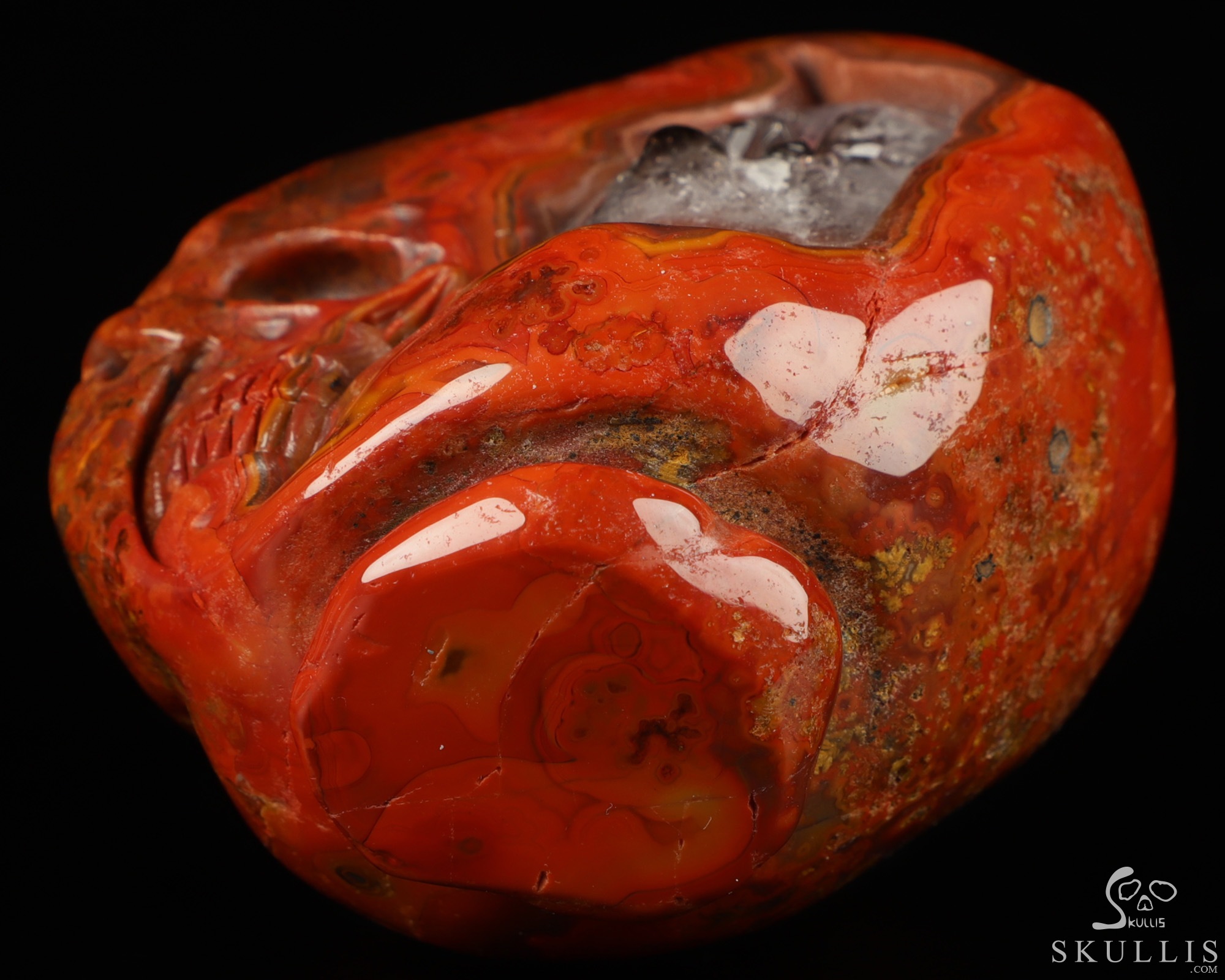 Gemstone 3.9" Empire Red Agate Hand Carved Crystal Skull Fine Art Sculpture, Crystal Healing Gemstone 3.9" Empire Red Agate Hand Carved Crystal Skull Fine Art Sculpture, Crystal Healing