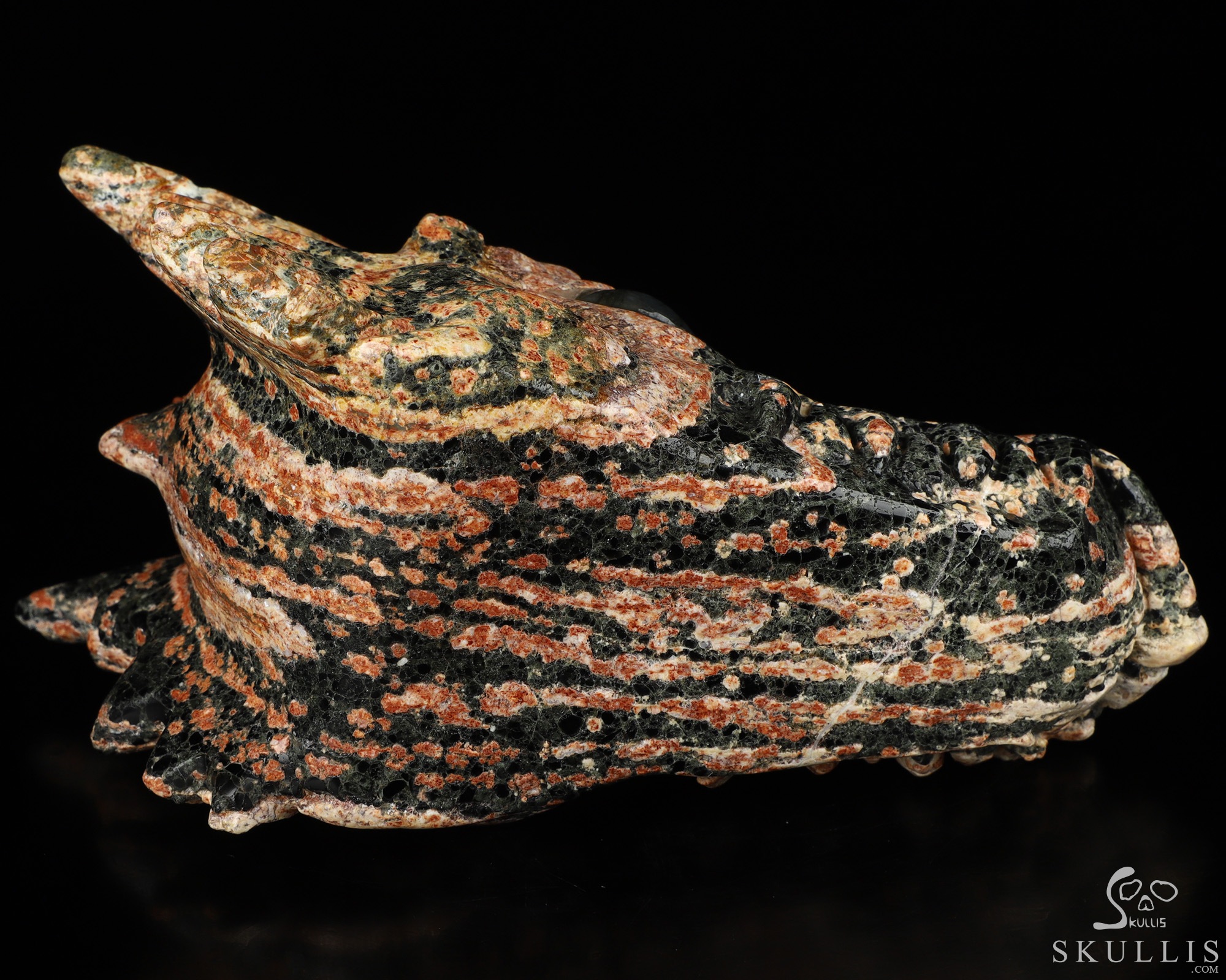 5.9" Snowflake Obsidian Hand Carved Crystal Dragon Head Skull with Labradorite Eyes Sculpture, Crystal Healing 5.9" Snowflake Obsidian Hand Carved Crystal Dragon Head Skull with Labradorite Eyes Sculpture, Crystal Healing