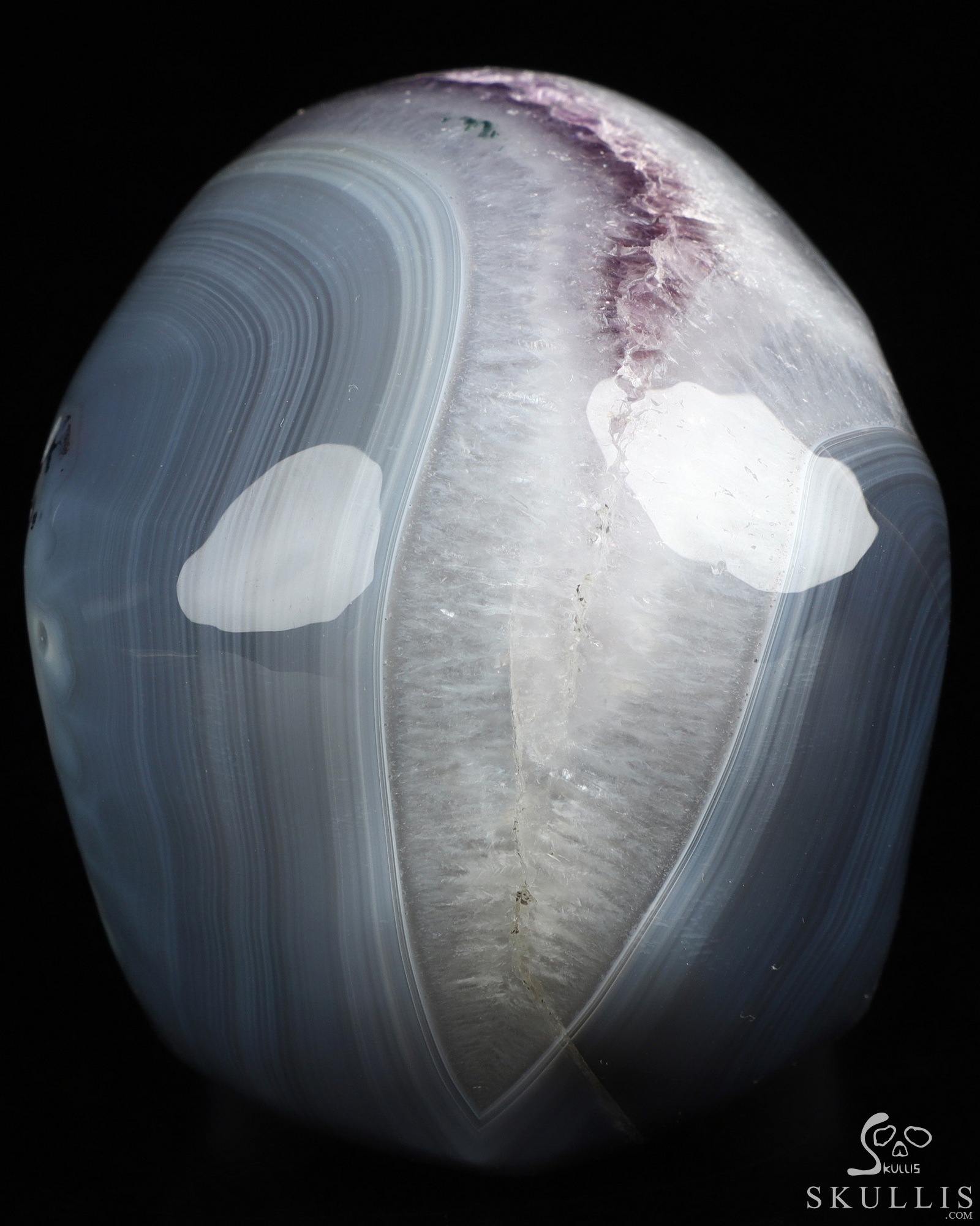 3.9" Agate Amethyst Geode Hand Carved Crystal Skull, Super Realistic, Crystal Healing 3.9" Agate Amethyst Geode Hand Carved Crystal Skull, Super Realistic, Crystal Healing