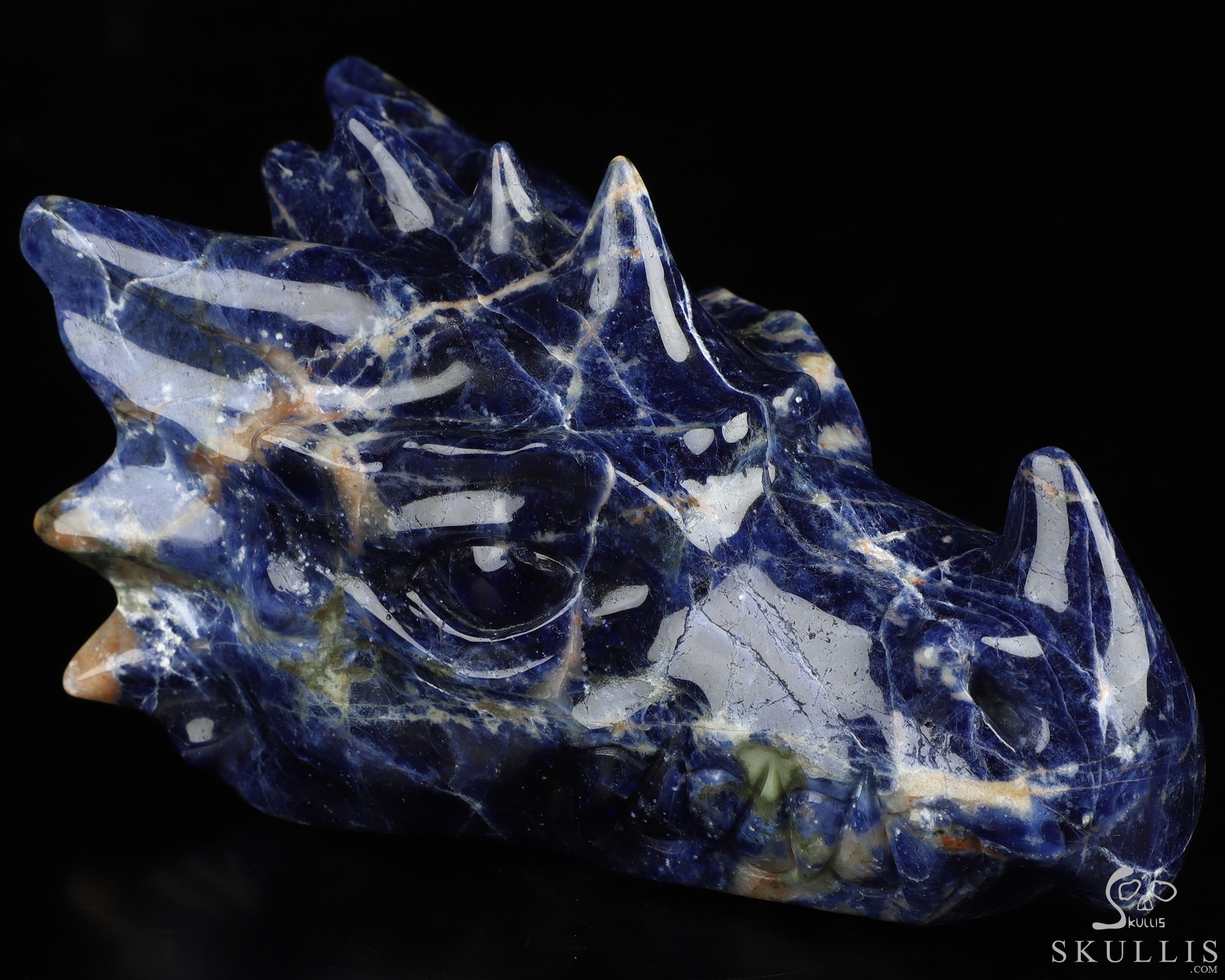 5.7" Sodalite Hand Carved Crystal Dragon Head Skull Sculpture, Crystal Healing 5.7" Sodalite Hand Carved Crystal Dragon Head Skull Sculpture, Crystal Healing
