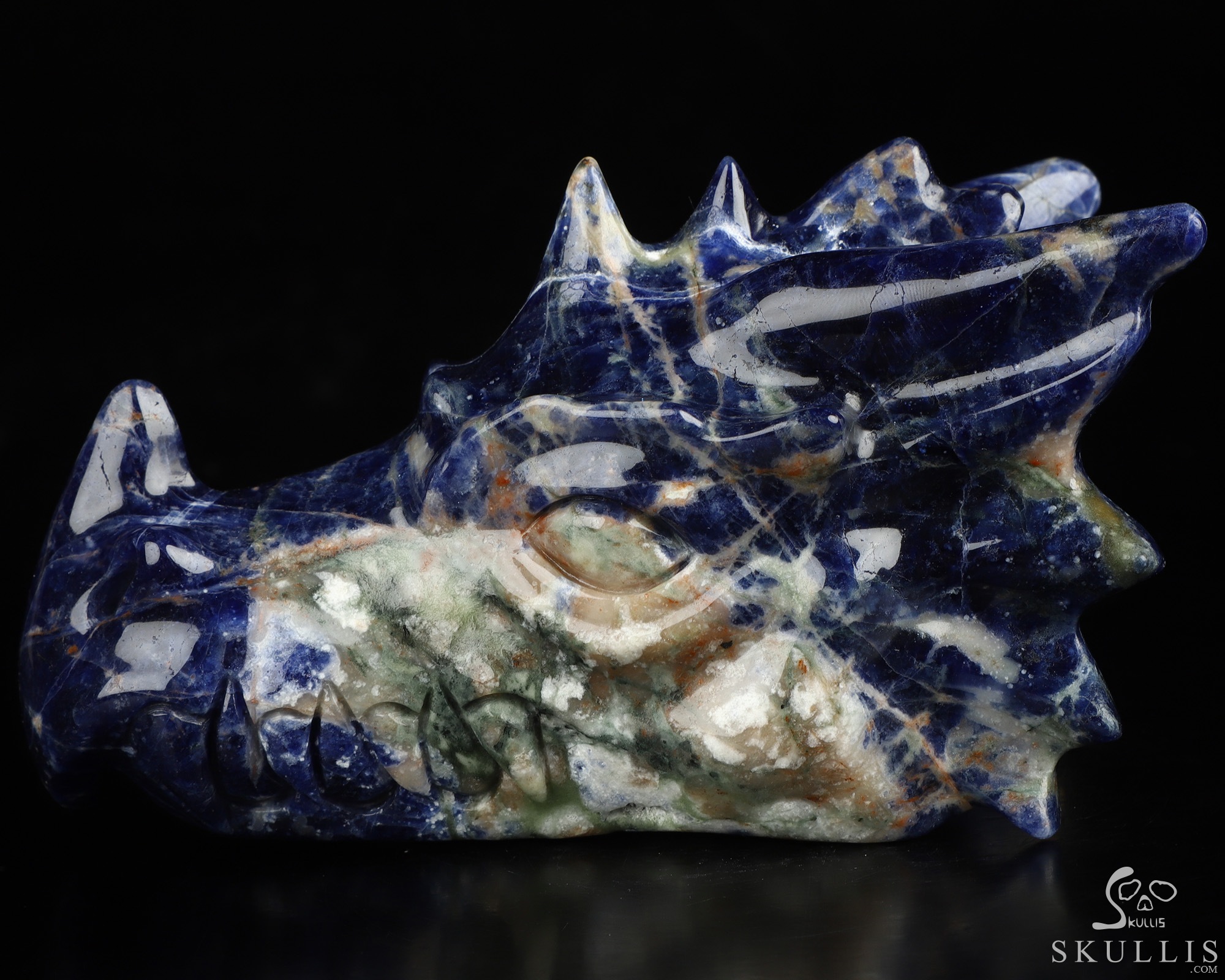 5.7" Sodalite Hand Carved Crystal Dragon Head Skull Sculpture, Crystal Healing 5.7" Sodalite Hand Carved Crystal Dragon Head Skull Sculpture, Crystal Healing