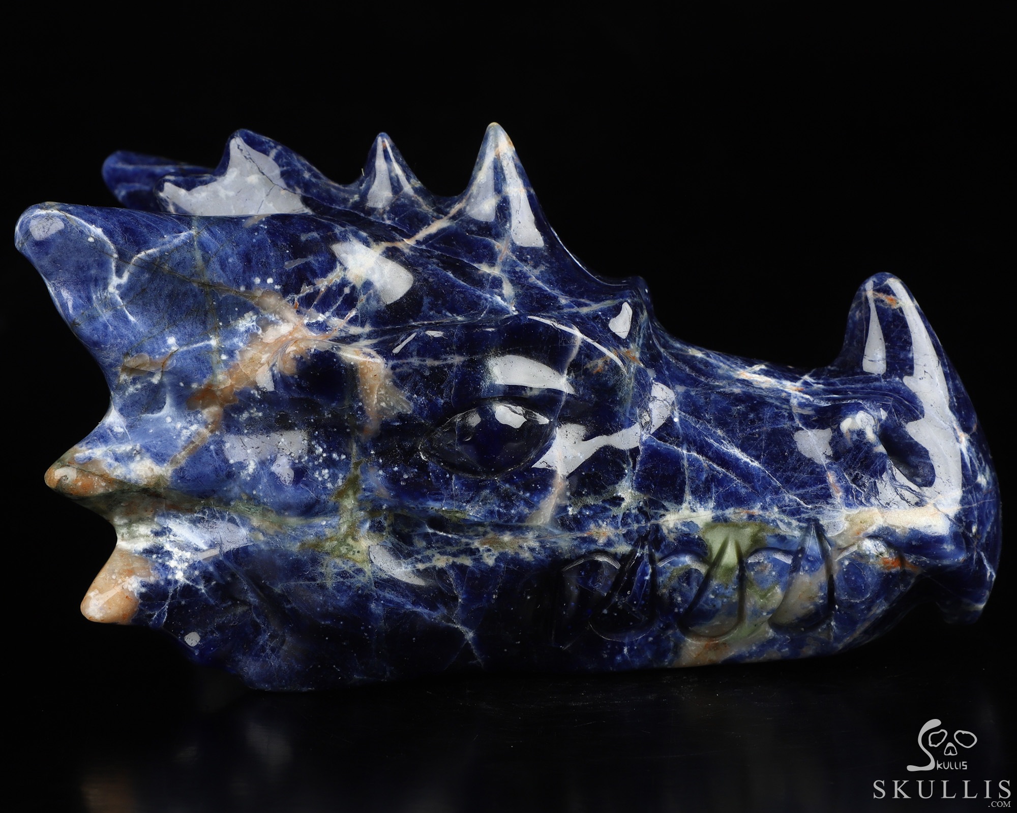 5.7" Sodalite Hand Carved Crystal Dragon Head Skull Sculpture, Crystal Healing 5.7" Sodalite Hand Carved Crystal Dragon Head Skull Sculpture, Crystal Healing