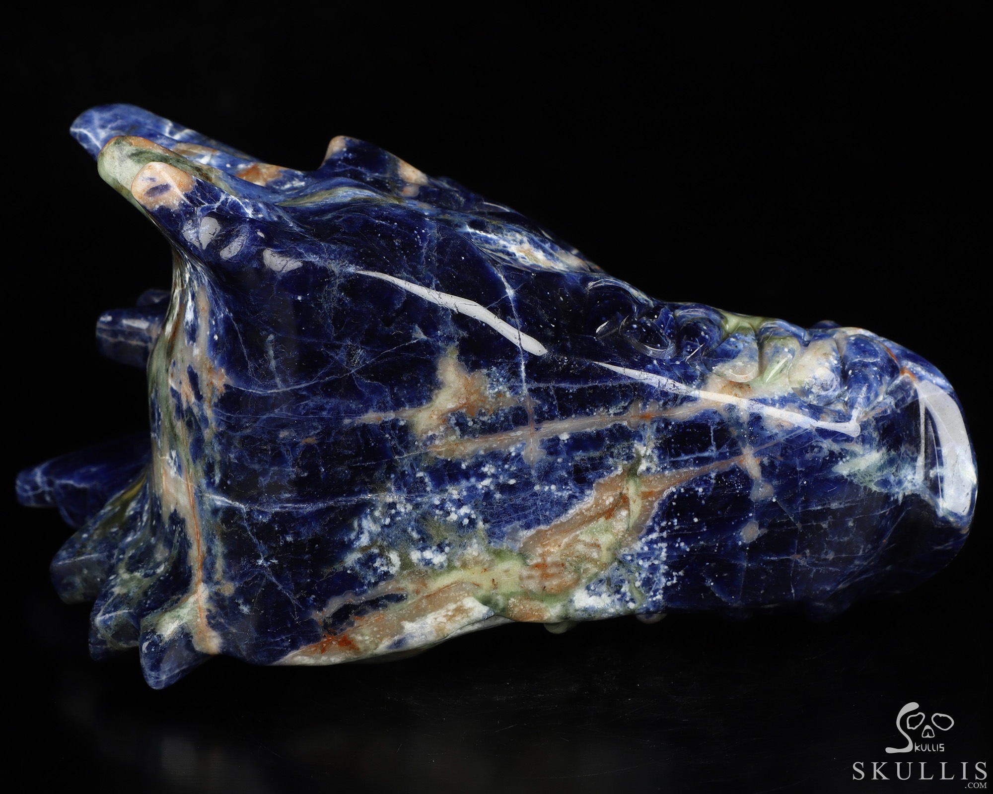 5.7" Sodalite Hand Carved Crystal Dragon Head Skull Sculpture, Crystal Healing 5.7" Sodalite Hand Carved Crystal Dragon Head Skull Sculpture, Crystal Healing