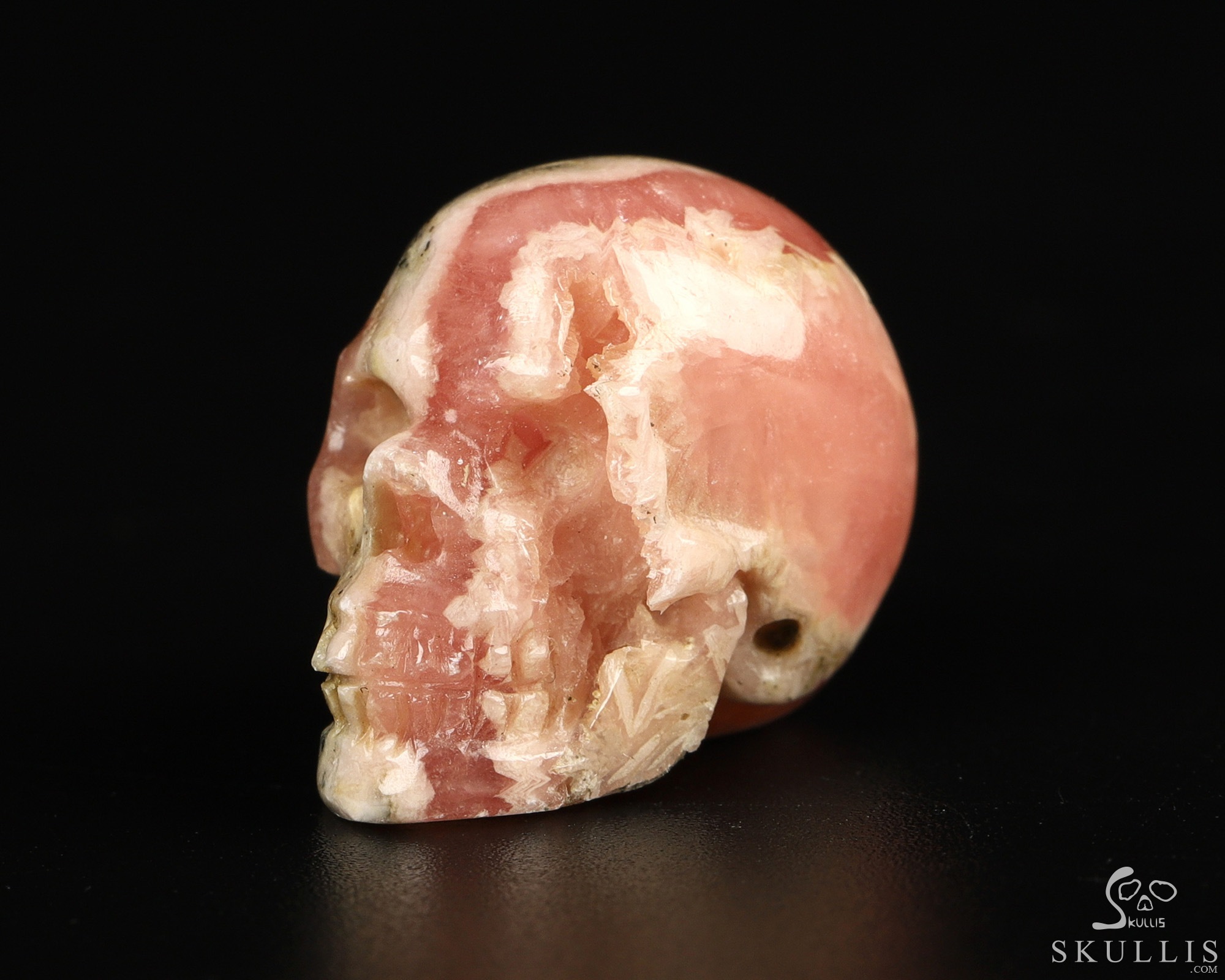 0.7" Rhodochrosite Hand Carved Crystal Skull, Realistic, Crystal Healing 0.7" Rhodochrosite Hand Carved Crystal Skull, Realistic, Crystal Healing