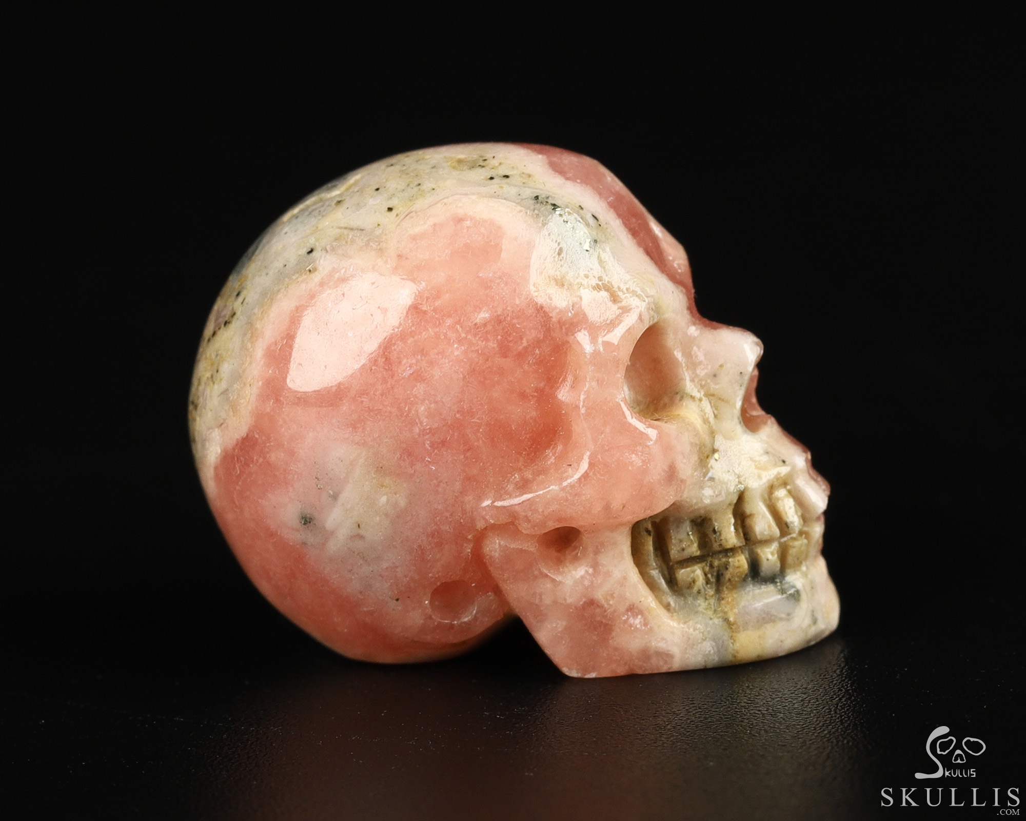 0.7" Rhodochrosite Hand Carved Crystal Skull, Realistic, Crystal Healing 0.7" Rhodochrosite Hand Carved Crystal Skull, Realistic, Crystal Healing
