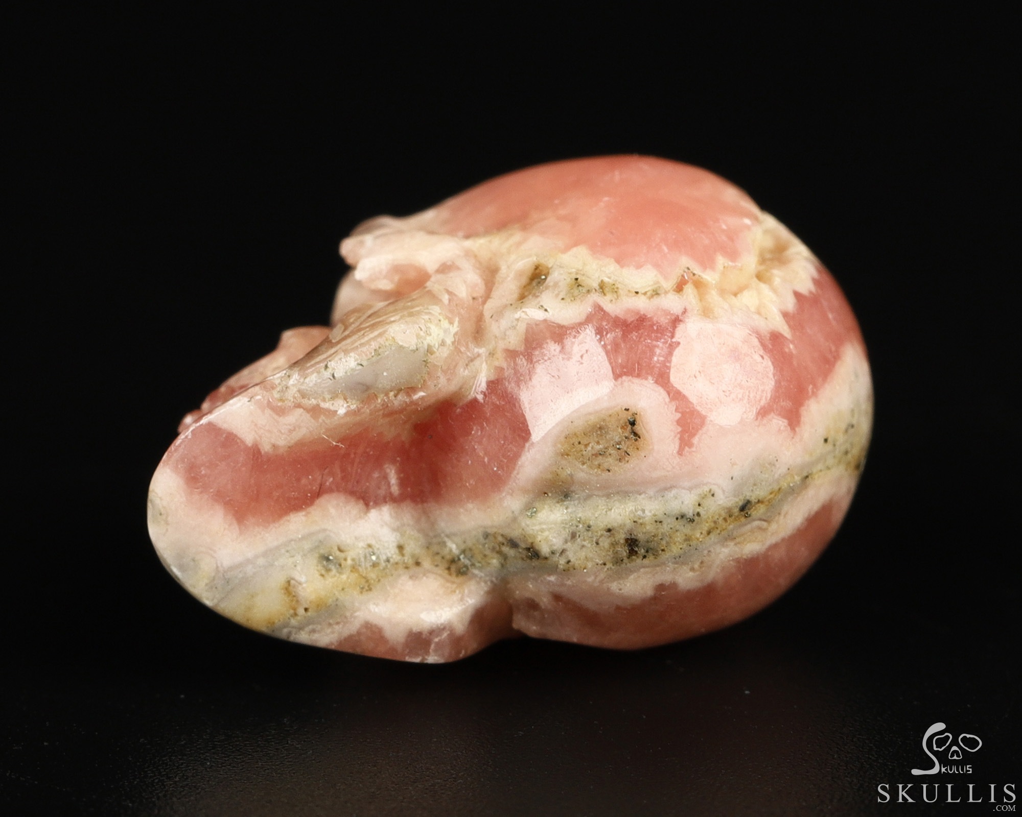0.7" Rhodochrosite Hand Carved Crystal Skull, Realistic, Crystal Healing 0.7" Rhodochrosite Hand Carved Crystal Skull, Realistic, Crystal Healing