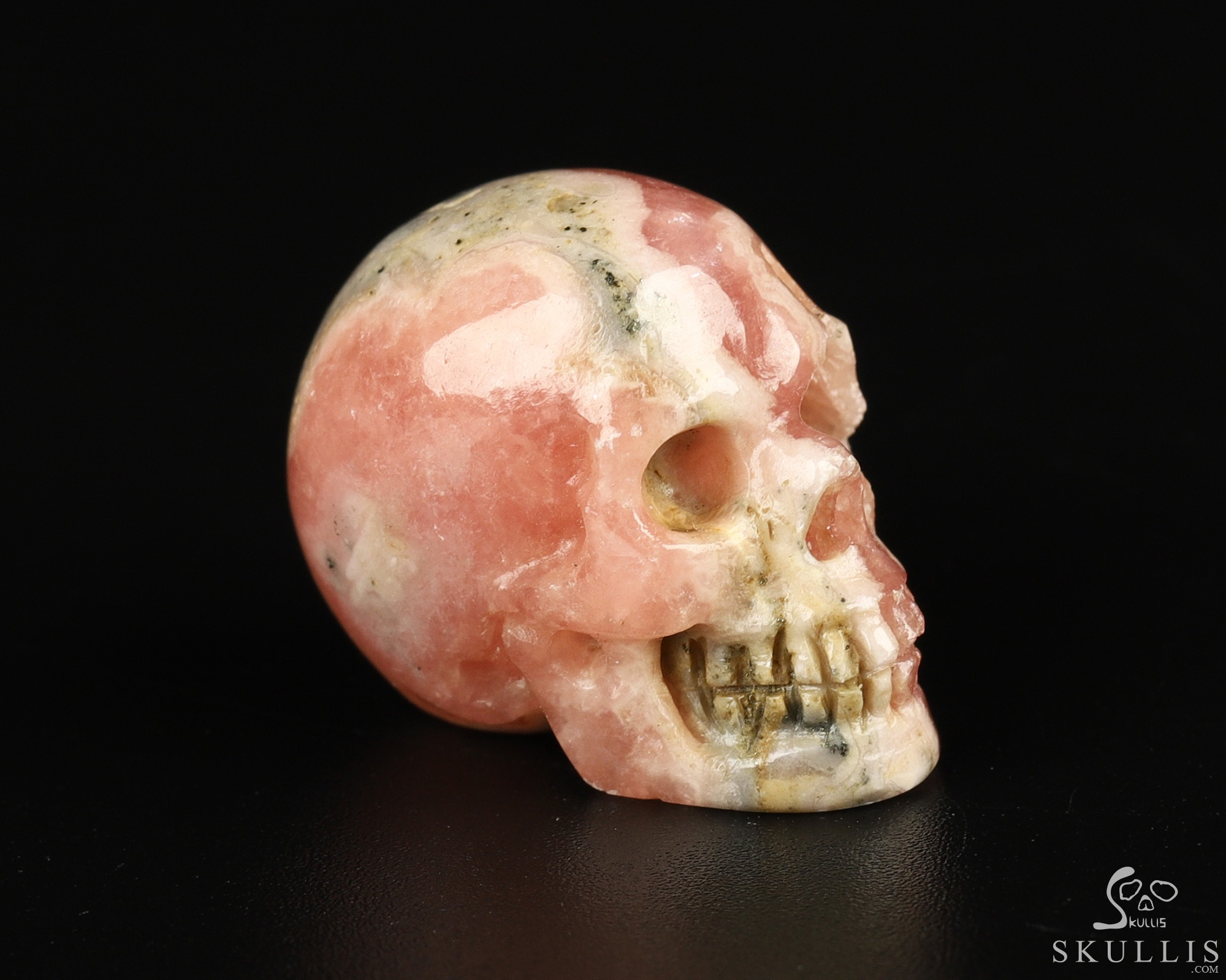 0.7" Rhodochrosite Hand Carved Crystal Skull, Realistic, Crystal Healing 0.7" Rhodochrosite Hand Carved Crystal Skull, Realistic, Crystal Healing