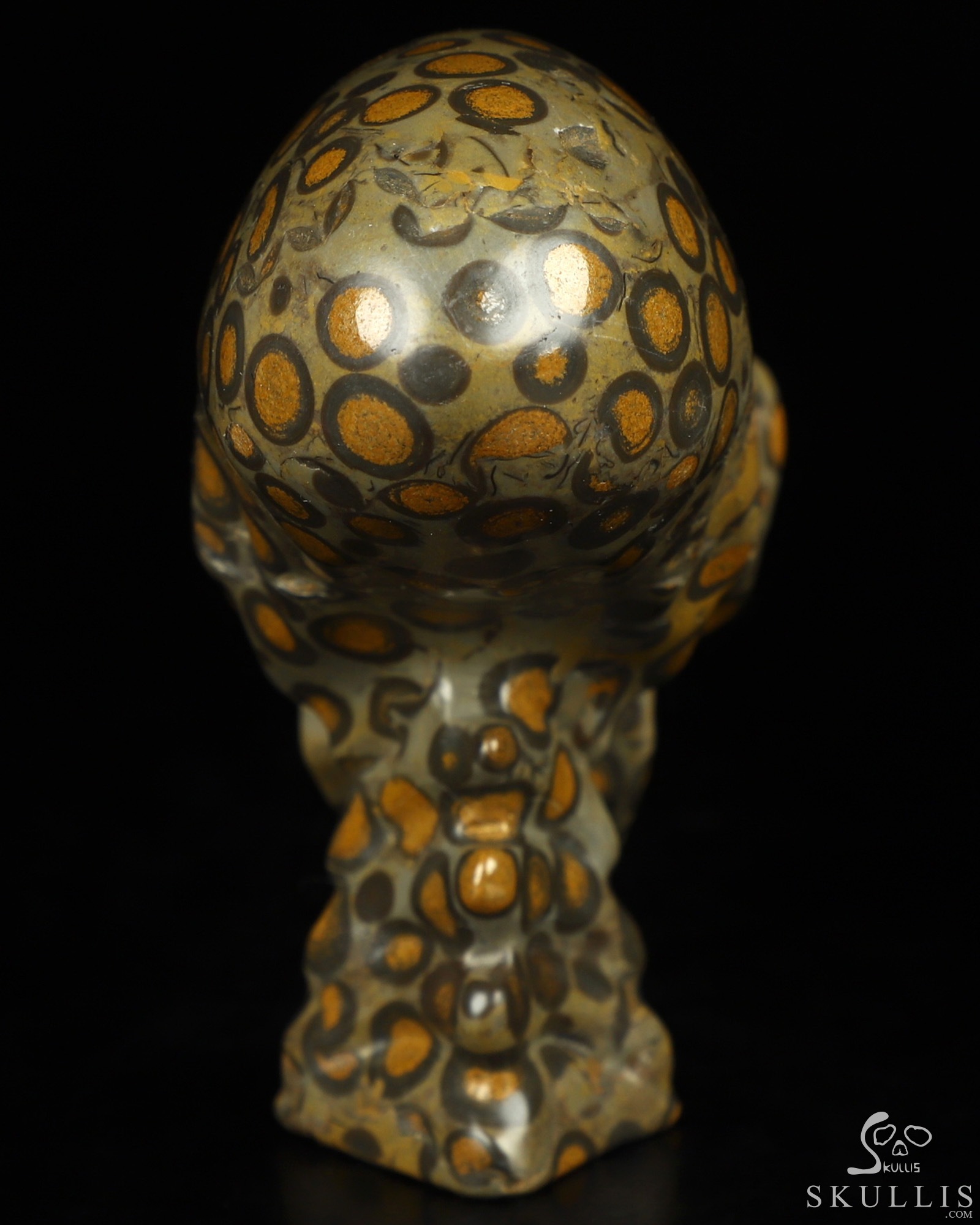 3.3" Chinese Leopard Skin Jasper Hand Carved Crystal Elongated Mayan Alien Skull with Spine Sculpture, Crystal Healing 3.3" Chinese Leopard Skin Jasper Hand Carved Crystal Elongated Mayan Alien Skull with Spine Sculpture, Crystal Healing