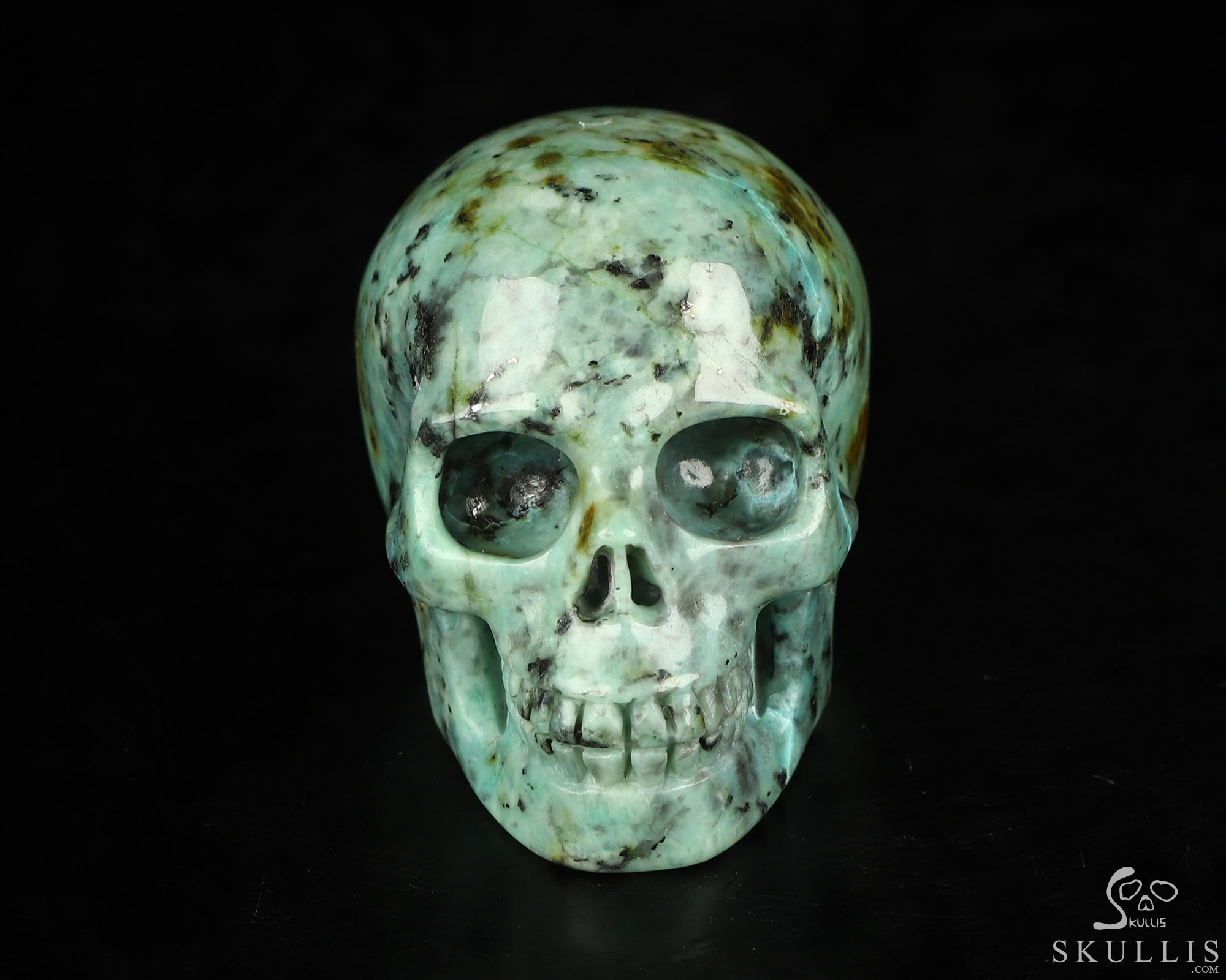 Gemstone 2.0" African Turquoise Hand Carved Crystal Skull, Realistic, Crystal Healing Gemstone 2.0" African Turquoise Hand Carved Crystal Skull, Realistic, Crystal Healing