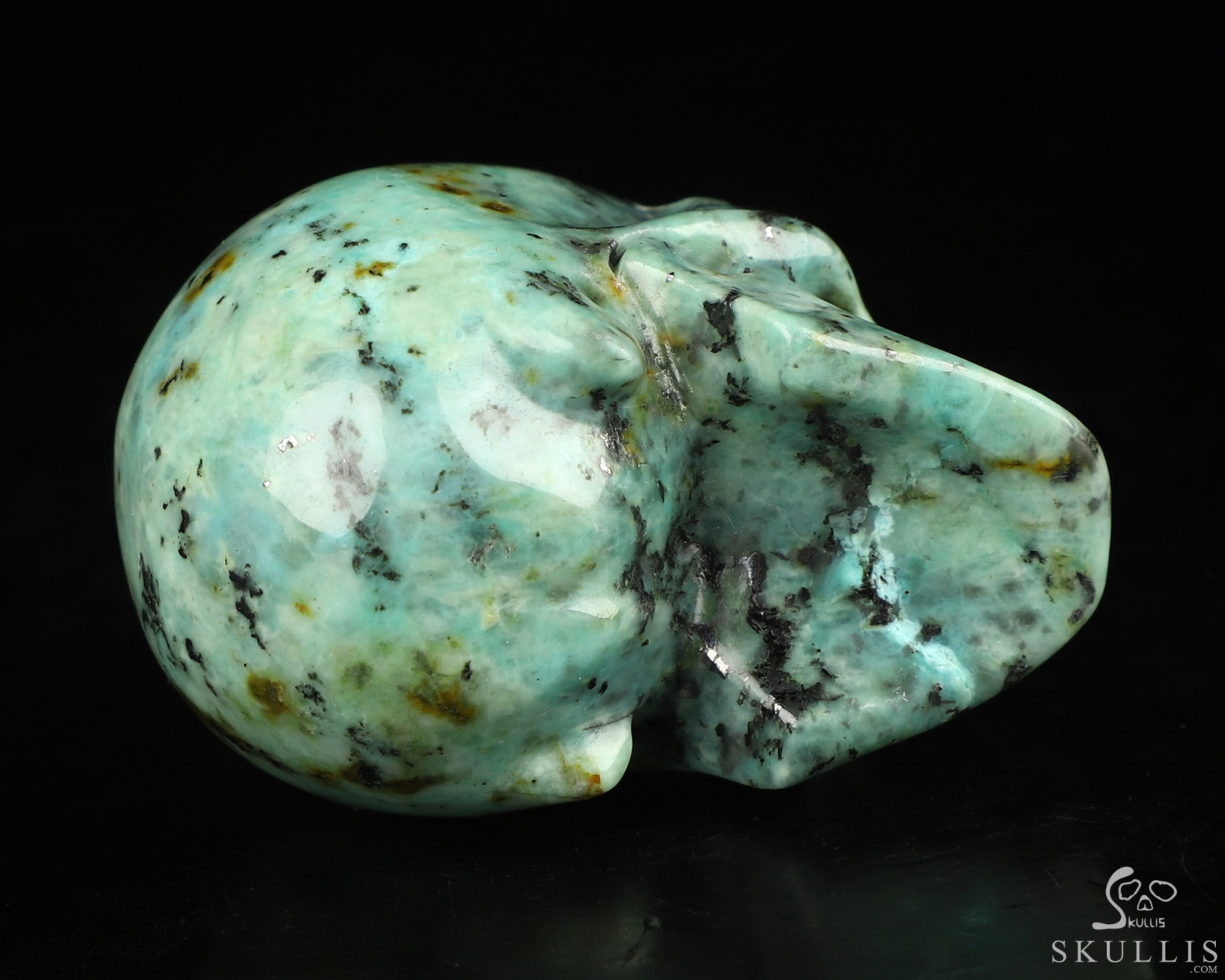 Gemstone 2.0" African Turquoise Hand Carved Crystal Skull, Realistic, Crystal Healing Gemstone 2.0" African Turquoise Hand Carved Crystal Skull, Realistic, Crystal Healing