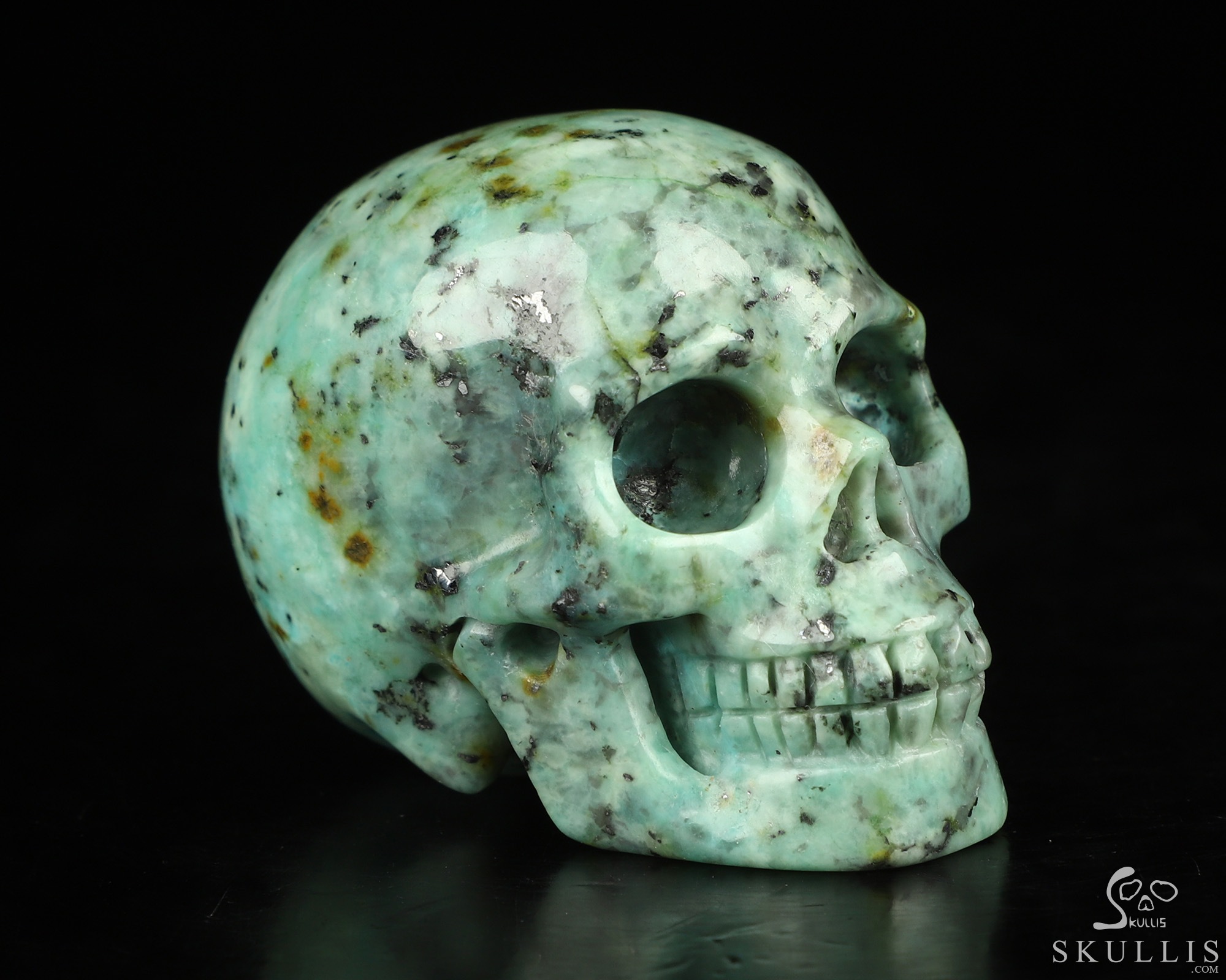 Gemstone 2.0" African Turquoise Hand Carved Crystal Skull, Realistic, Crystal Healing Gemstone 2.0" African Turquoise Hand Carved Crystal Skull, Realistic, Crystal Healing