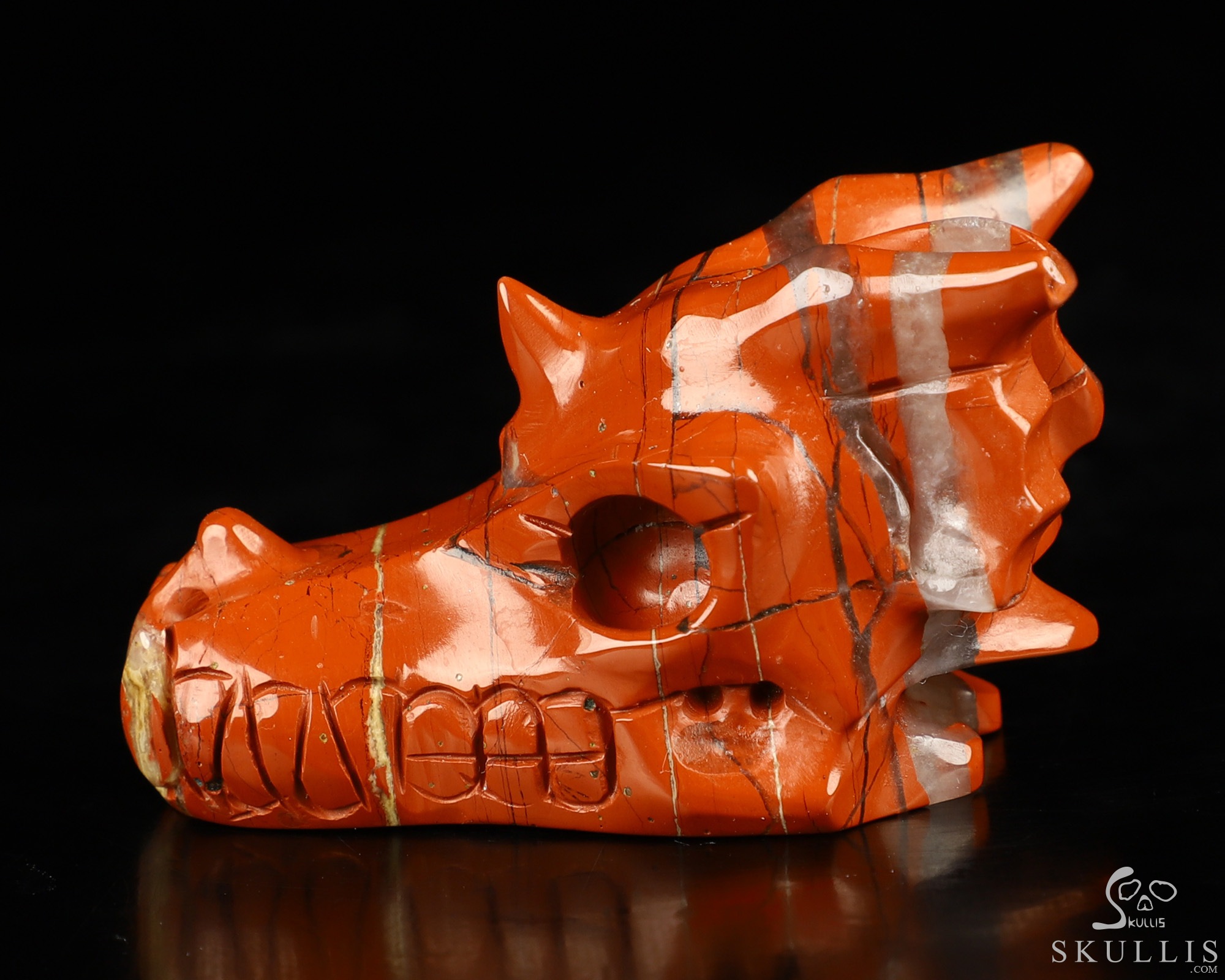 2.0" Red Jasper Hand Carved Crystal Dragon Skull Sculpture, Crystal Healing 2.0" Red Jasper Hand Carved Crystal Dragon Skull Sculpture, Crystal Healing