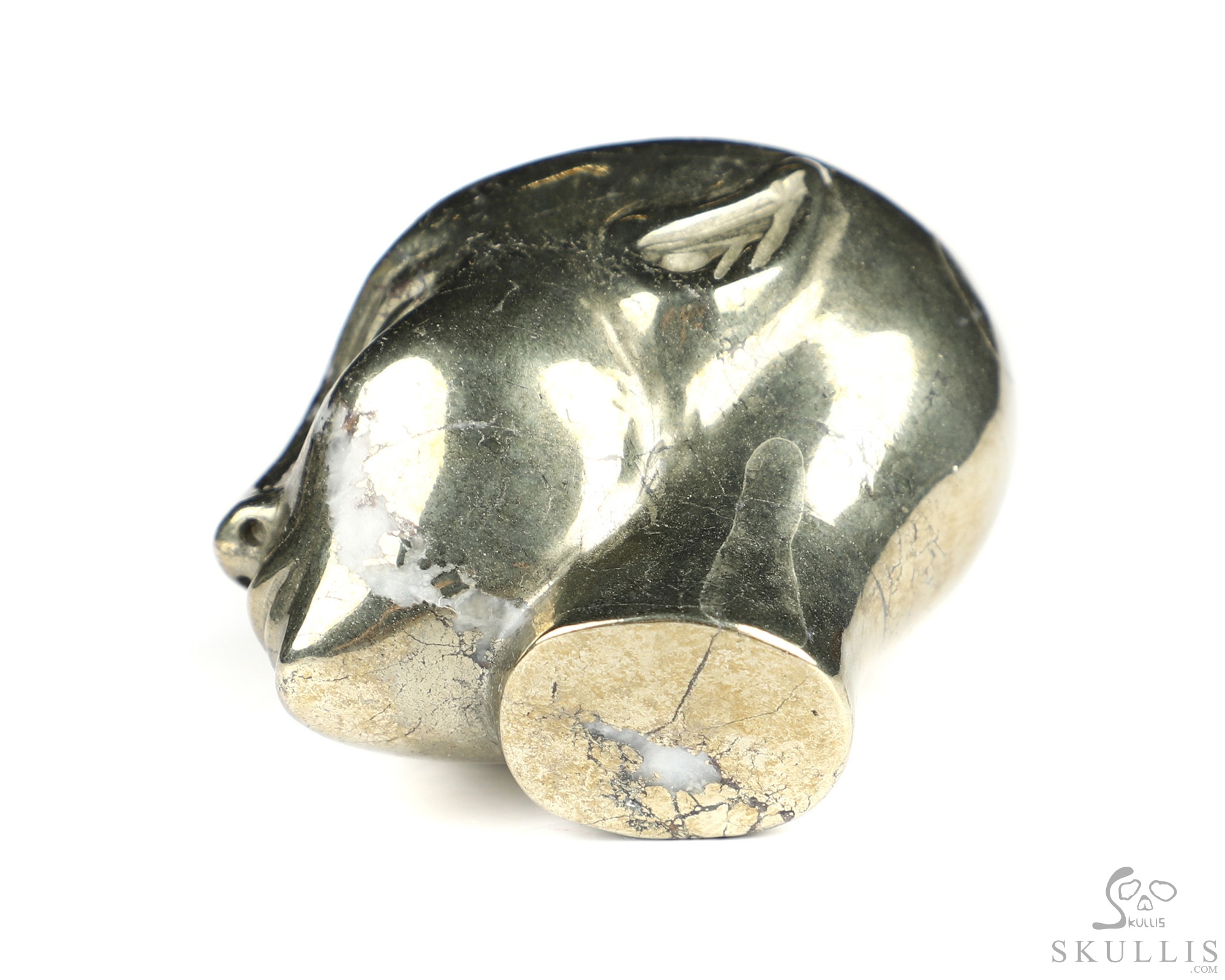 1.7" Chalcopyrite Hand Carved Fairy Elf Alien Crystal Skull Companion Sculpture, Crystal Healing 1.7" Chalcopyrite Hand Carved Fairy Elf Alien Crystal Skull Companion Sculpture, Crystal Healing