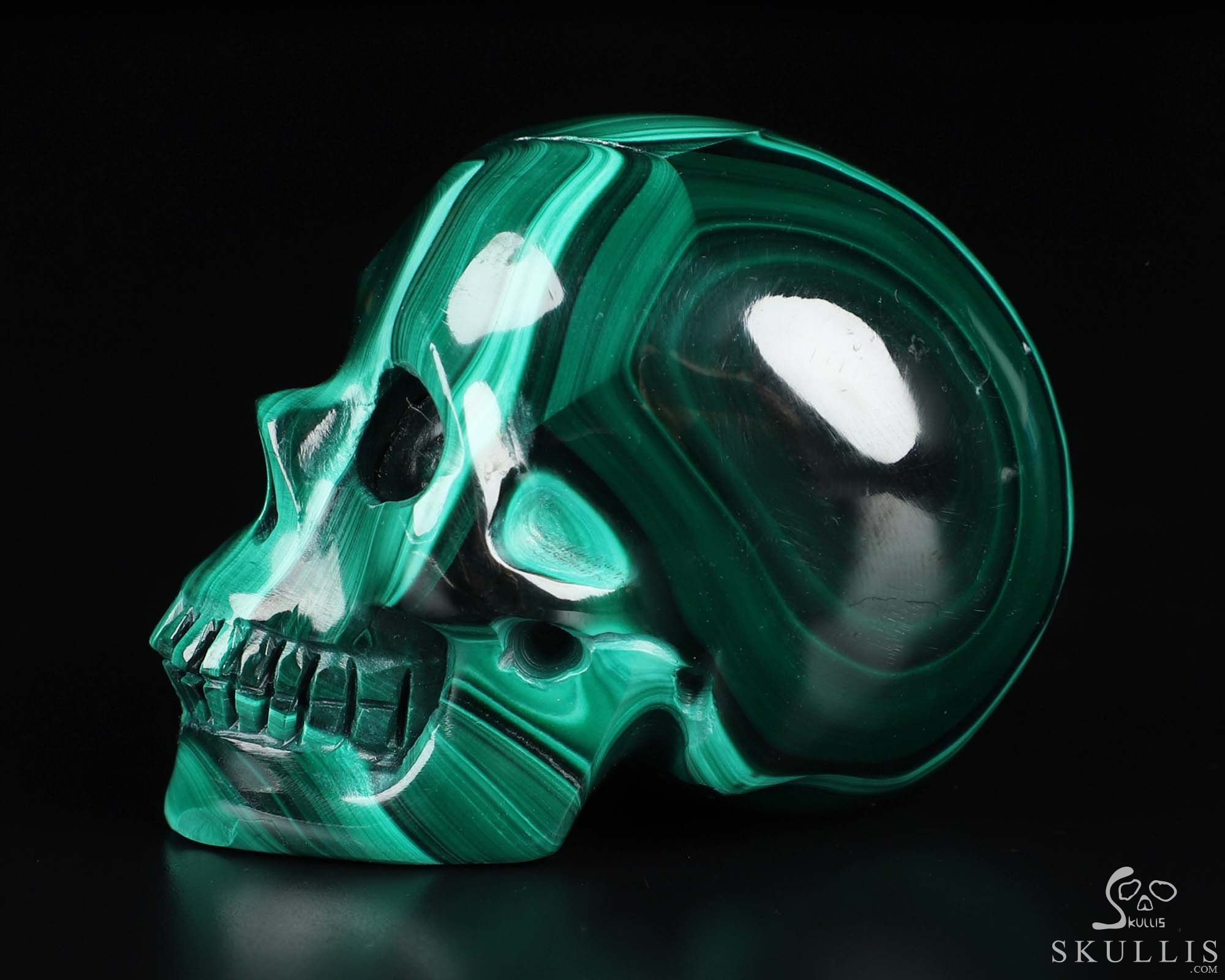 Gemstone 2.0" Malachite Hand Carved Crystal Skull, Realistic, Crystal Healing Gemstone 2.0" Malachite Hand Carved Crystal Skull, Realistic, Crystal Healing