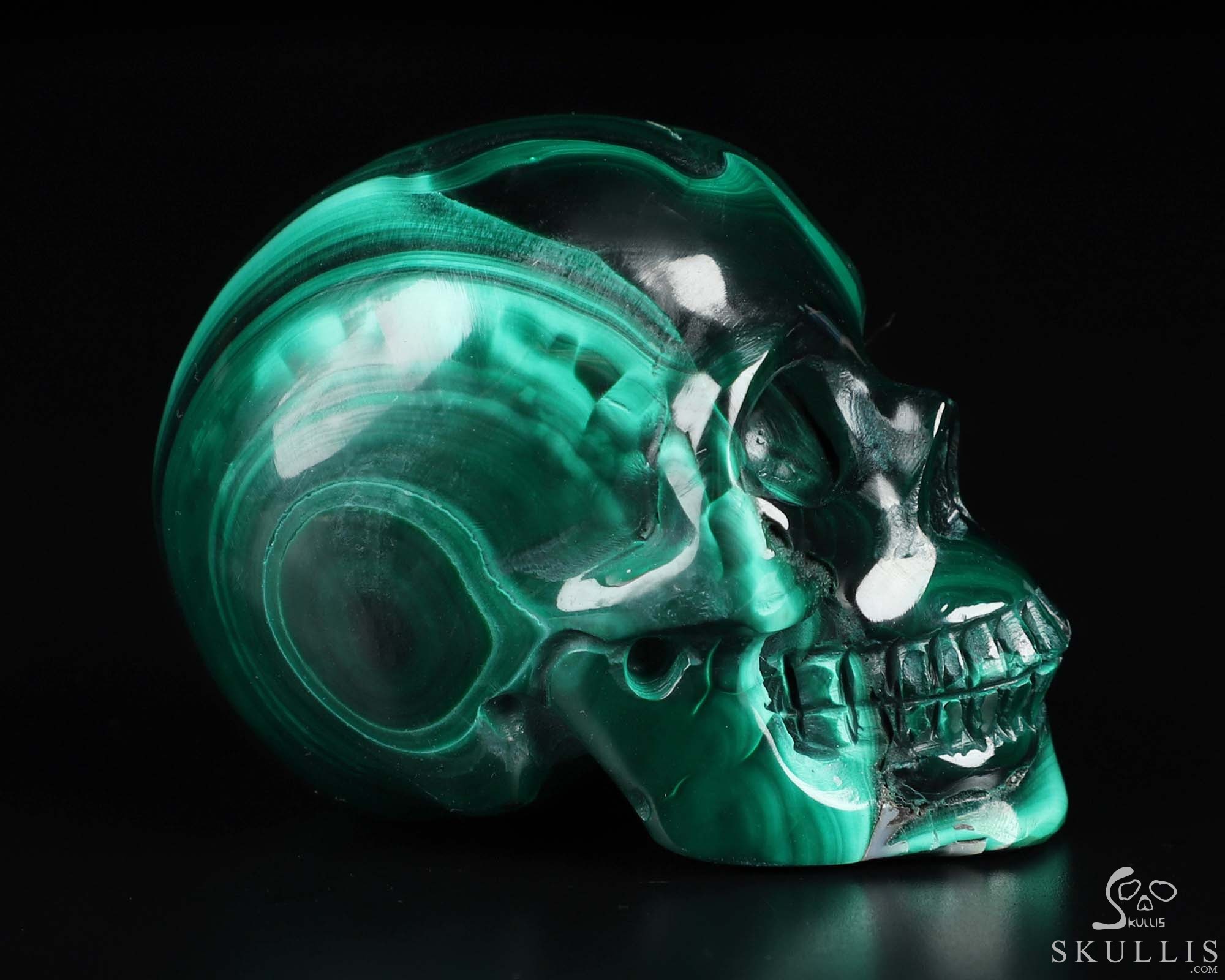 Gemstone 2.0" Malachite Hand Carved Crystal Skull, Realistic, Crystal Healing Gemstone 2.0" Malachite Hand Carved Crystal Skull, Realistic, Crystal Healing