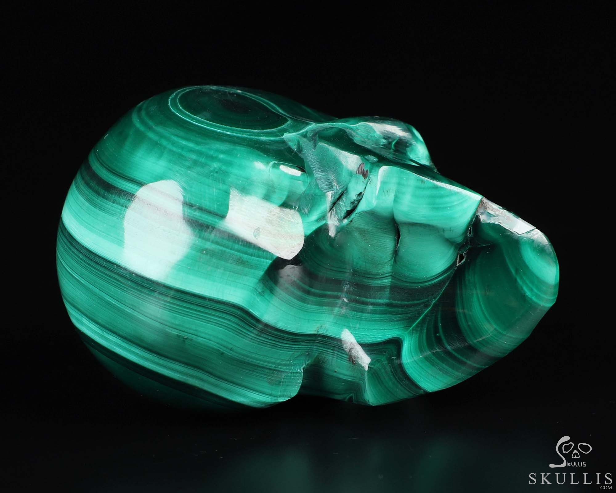 Gemstone 2.0" Malachite Hand Carved Crystal Skull, Realistic, Crystal Healing Gemstone 2.0" Malachite Hand Carved Crystal Skull, Realistic, Crystal Healing