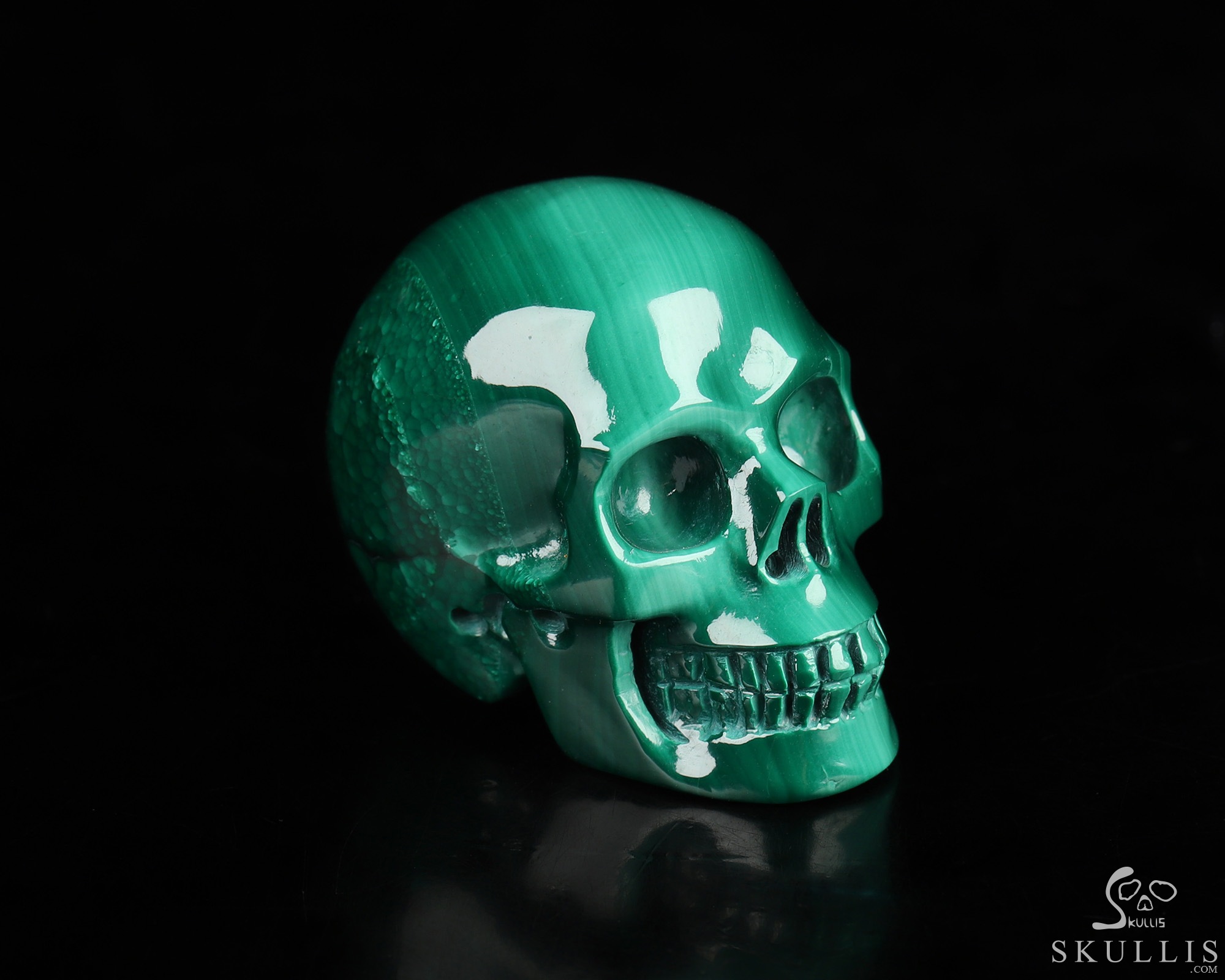 Gemstone 1.3" Malachite Hand Carved Crystal Skull, Realistic, Crystal Healing Gemstone 1.3" Malachite Hand Carved Crystal Skull, Realistic, Crystal Healing