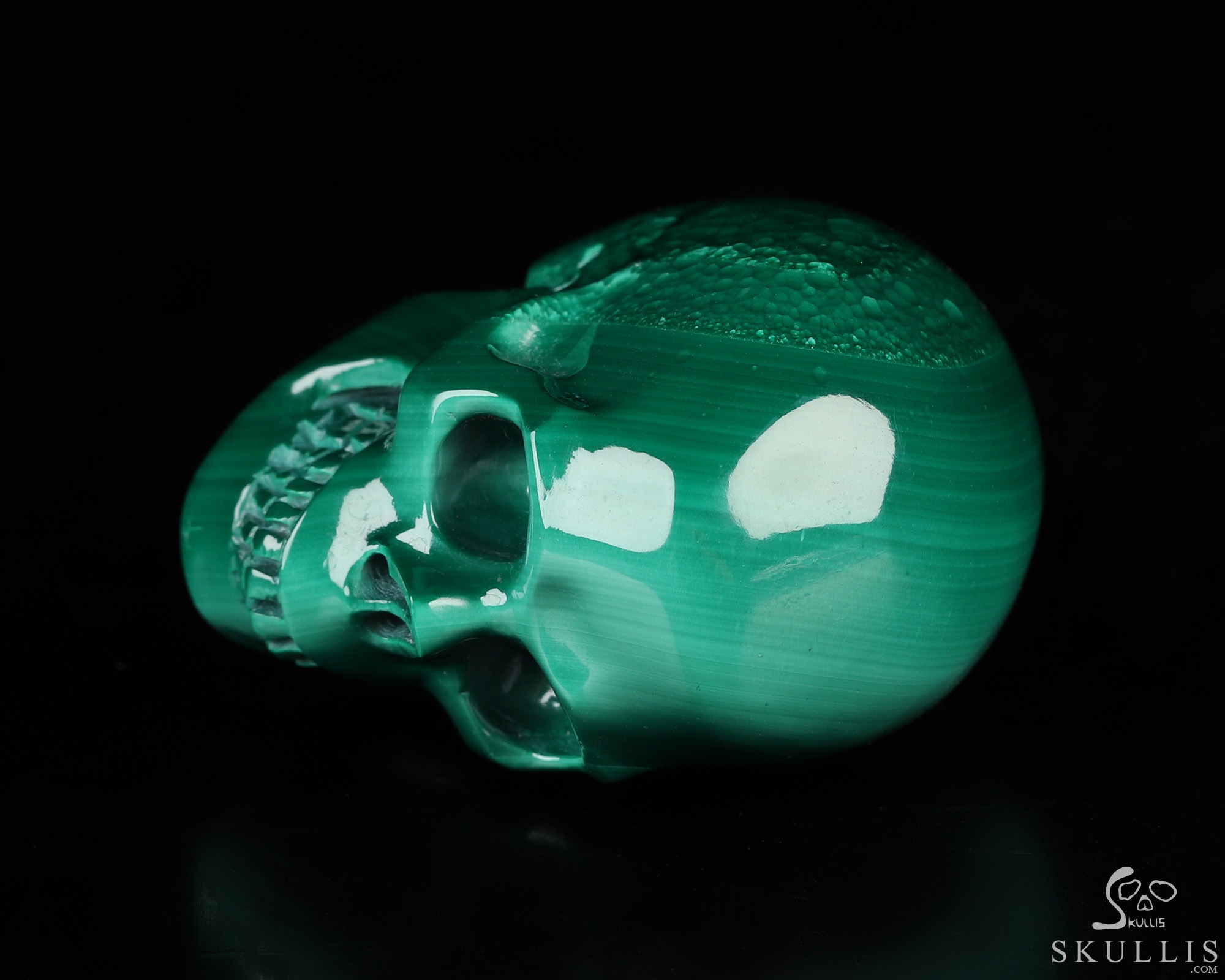 Gemstone 1.3" Malachite Hand Carved Crystal Skull, Realistic, Crystal Healing Gemstone 1.3" Malachite Hand Carved Crystal Skull, Realistic, Crystal Healing