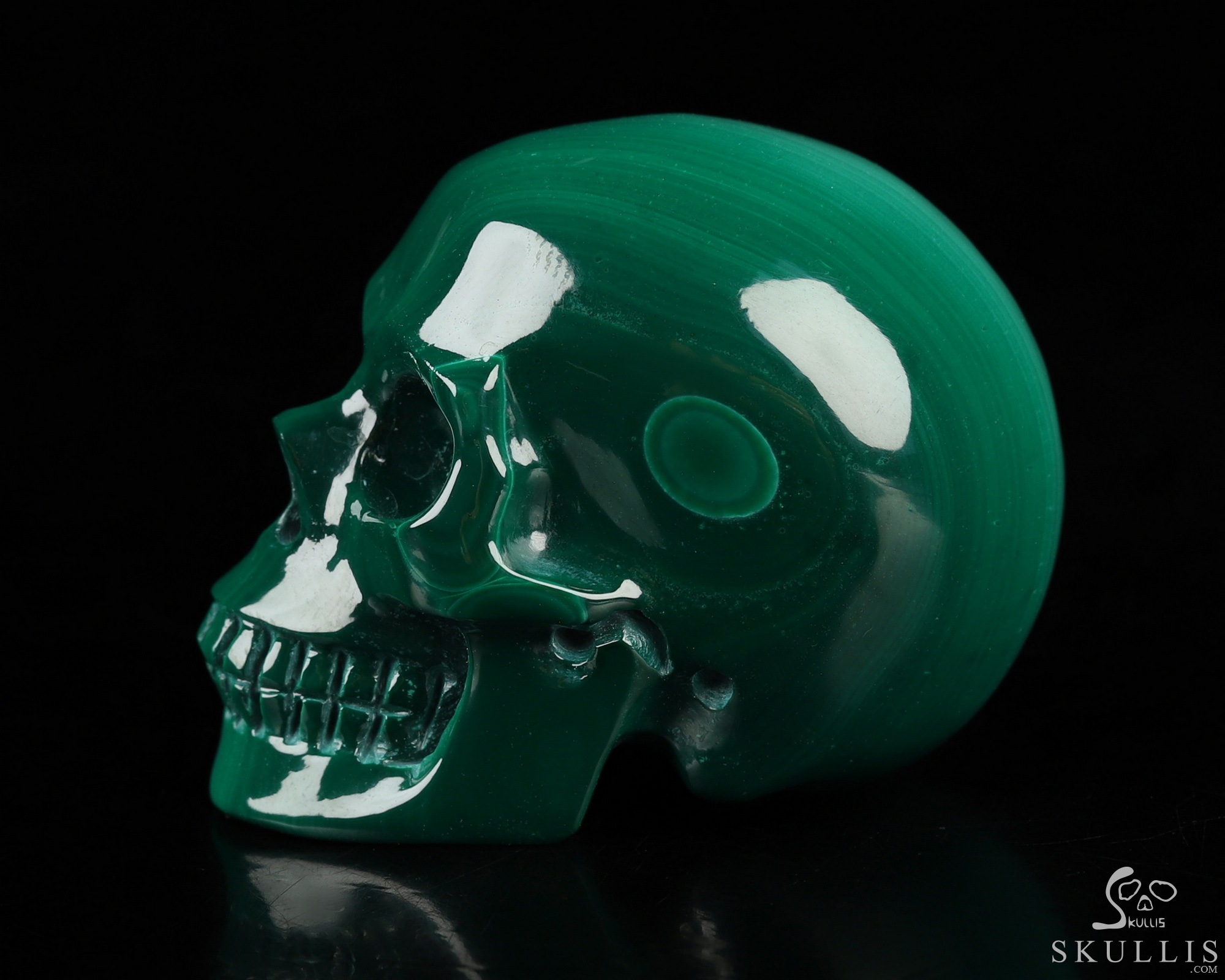 Gemstone 1.3" Malachite Hand Carved Crystal Skull, Realistic, Crystal Healing Gemstone 1.3" Malachite Hand Carved Crystal Skull, Realistic, Crystal Healing