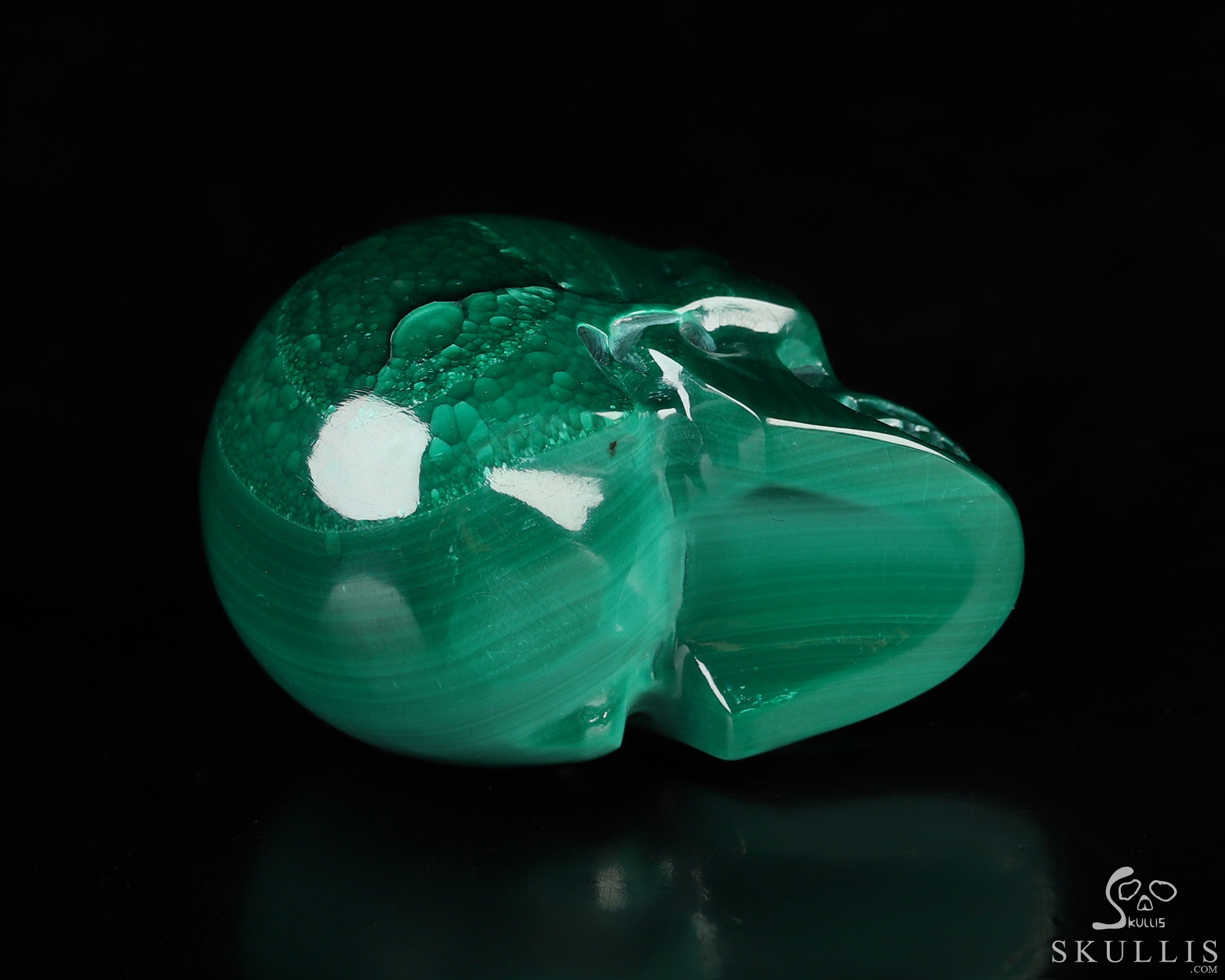 Gemstone 1.3" Malachite Hand Carved Crystal Skull, Realistic, Crystal Healing Gemstone 1.3" Malachite Hand Carved Crystal Skull, Realistic, Crystal Healing