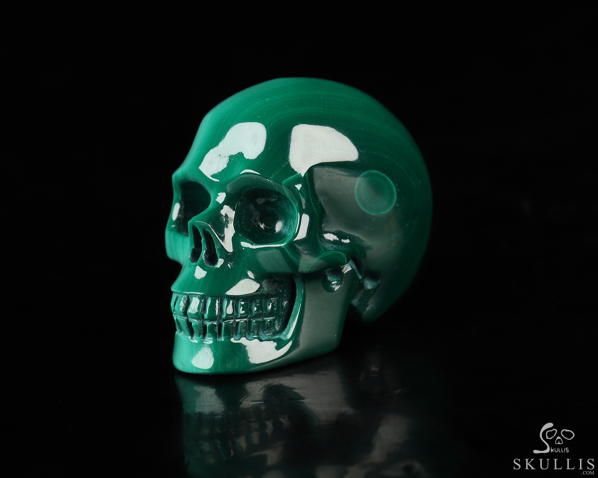 Gemstone 1.3" Malachite Hand Carved Crystal Skull, Realistic, Crystal Healing Gemstone 1.3" Malachite Hand Carved Crystal Skull, Realistic, Crystal Healing