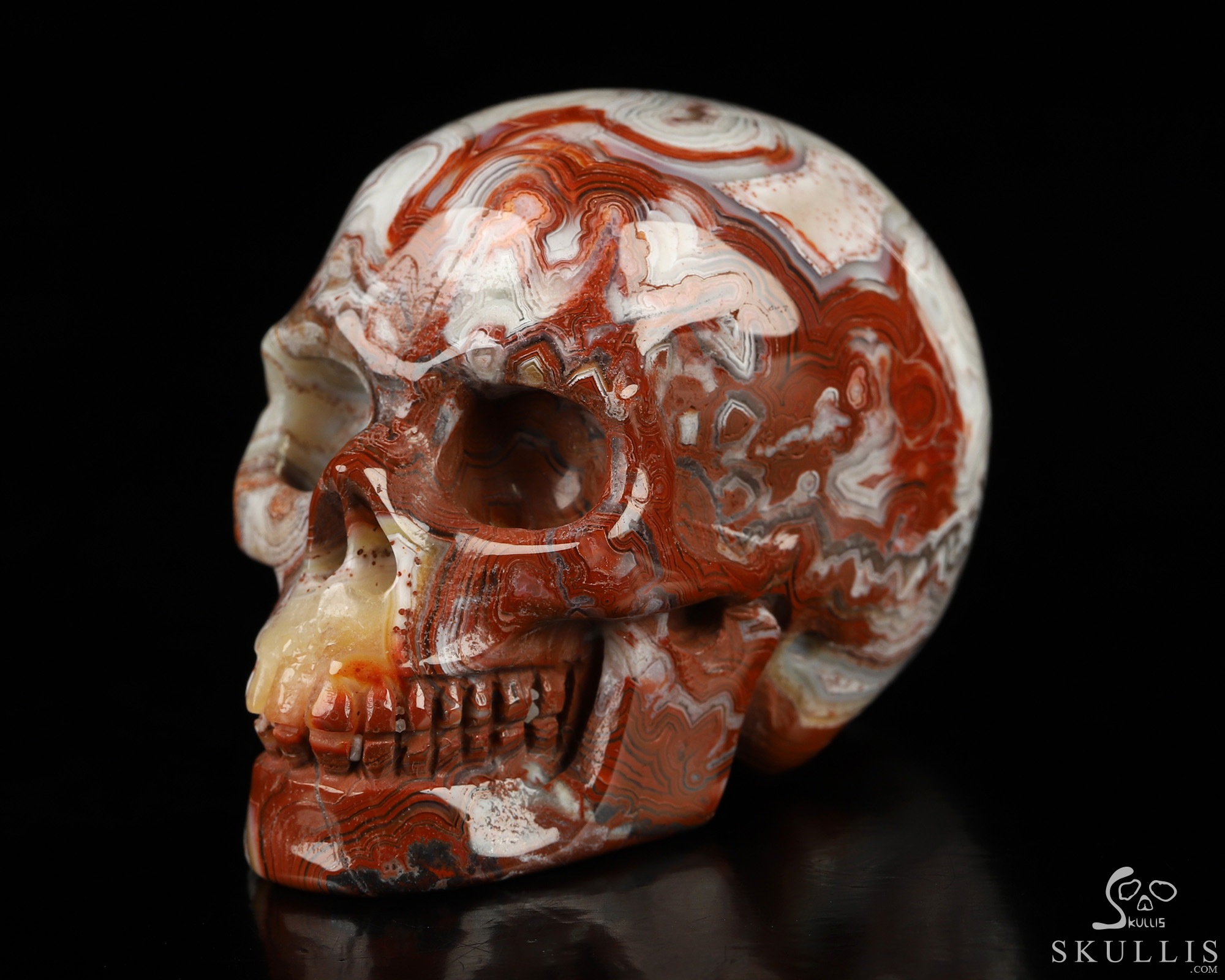 Gemstone 2.0" Red Crazy Lace Agate Hand Carved Crystal Skull, Realistic, Crystal Healing Gemstone 2.0" Red Crazy Lace Agate Hand Carved Crystal Skull, Realistic, Crystal Healing
