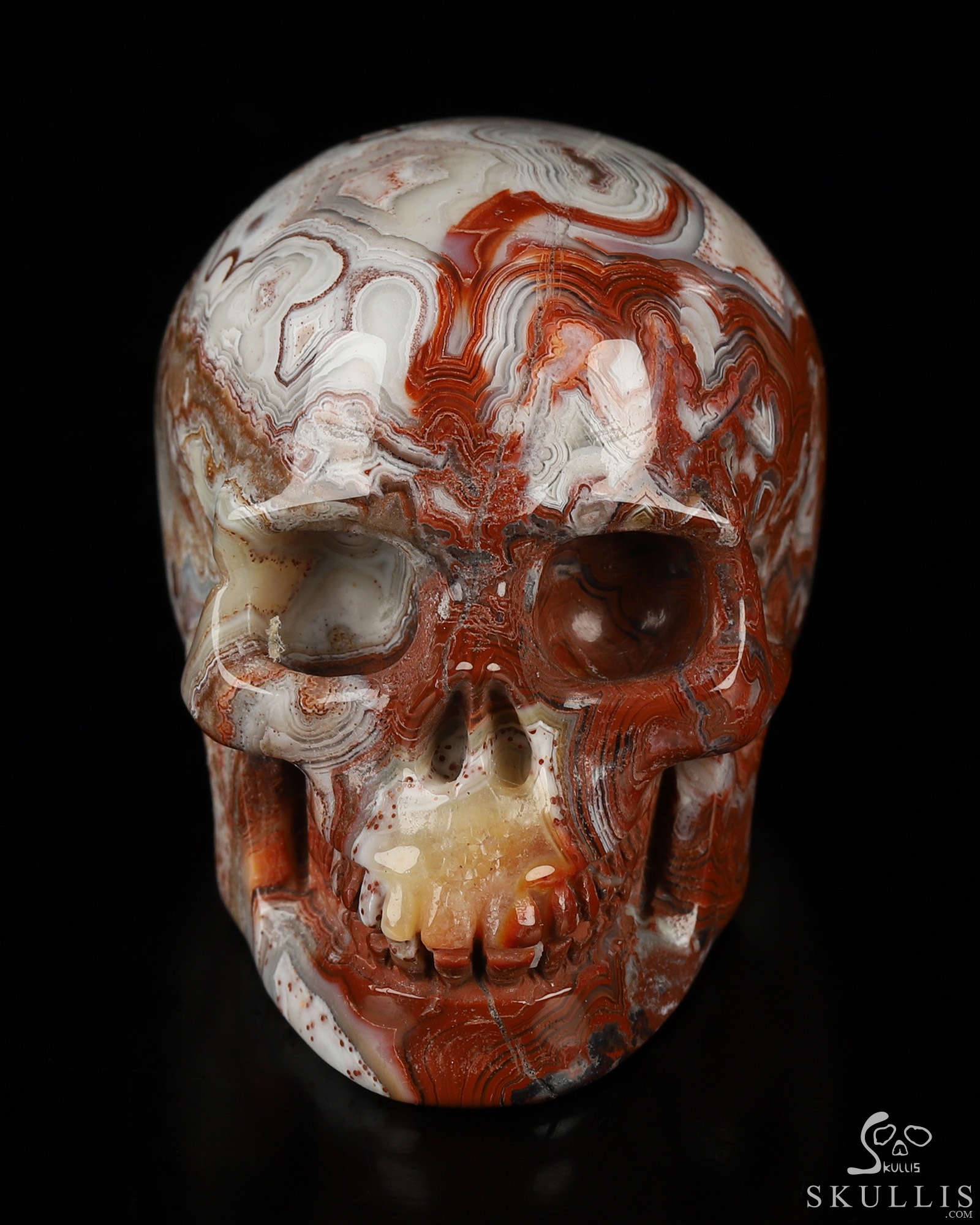 Gemstone 2.0" Red Crazy Lace Agate Hand Carved Crystal Skull, Realistic, Crystal Healing Gemstone 2.0" Red Crazy Lace Agate Hand Carved Crystal Skull, Realistic, Crystal Healing